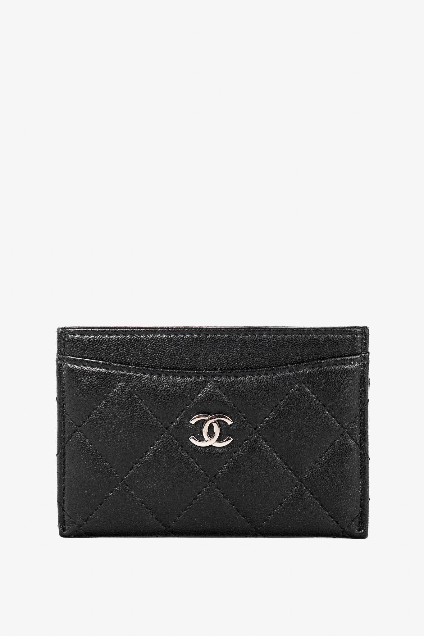 Chanel Chanel Black Lambskin Leather Quilted CC Card Holder Size ONE SIZE - 1 Thumbnail