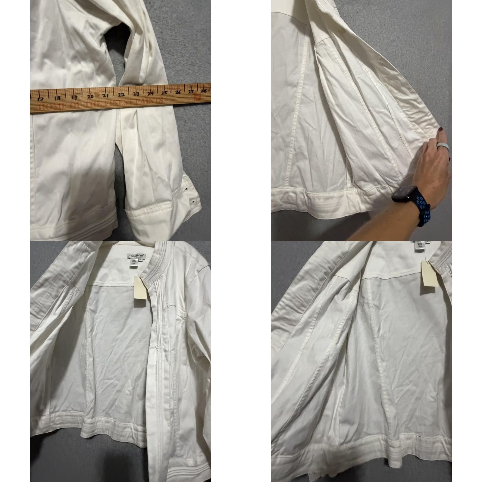 Coldwater Creek Coldwater Creek Womens Plus Size Jacket White Cotton Twill Open Front Piping Detail Size XL / US 12-14 / IT 48-50 - 9 Thumbnail