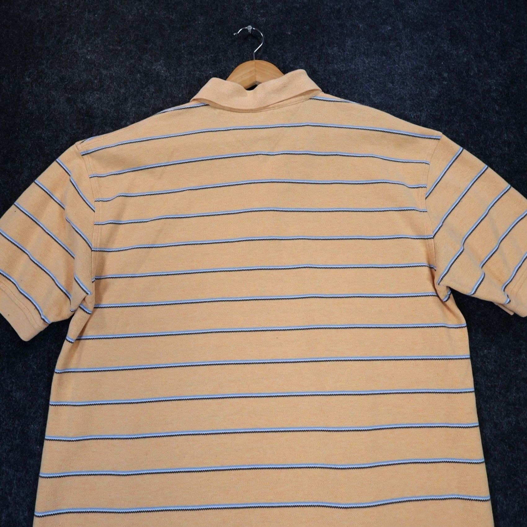 Tommy Hilfiger Tommy Hilfiger Polo Shirt Mens Large Orange Striped Pique Short Sleeve Button Collar Embroidered Logo Classic Fit Mens Size US L / EU 52-54 / 3 - 4 Thumbnail