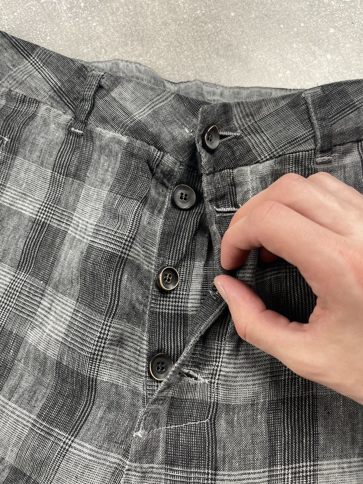 Transit Transit Par-Such Linen Trousers Gray Plaid Pants Avant-Garde Size 32" / US 10 / IT 46 - 5 Thumbnail