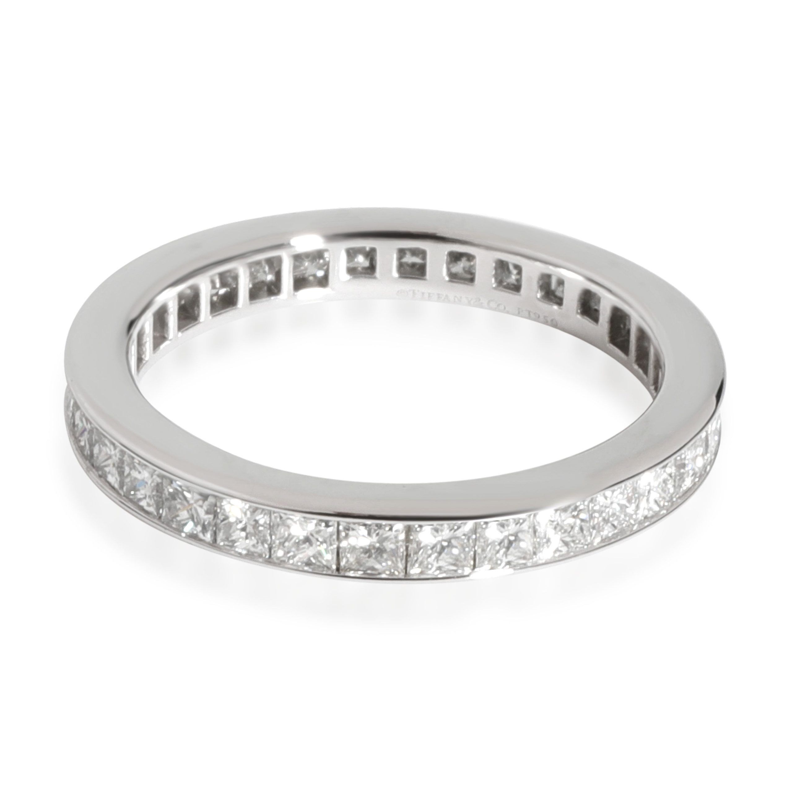 image of Tiffany Co Tiffany & Co. Princess Cut Diamond Eternity Band In Platinum 0.88 Ctw in Silver, Women's
