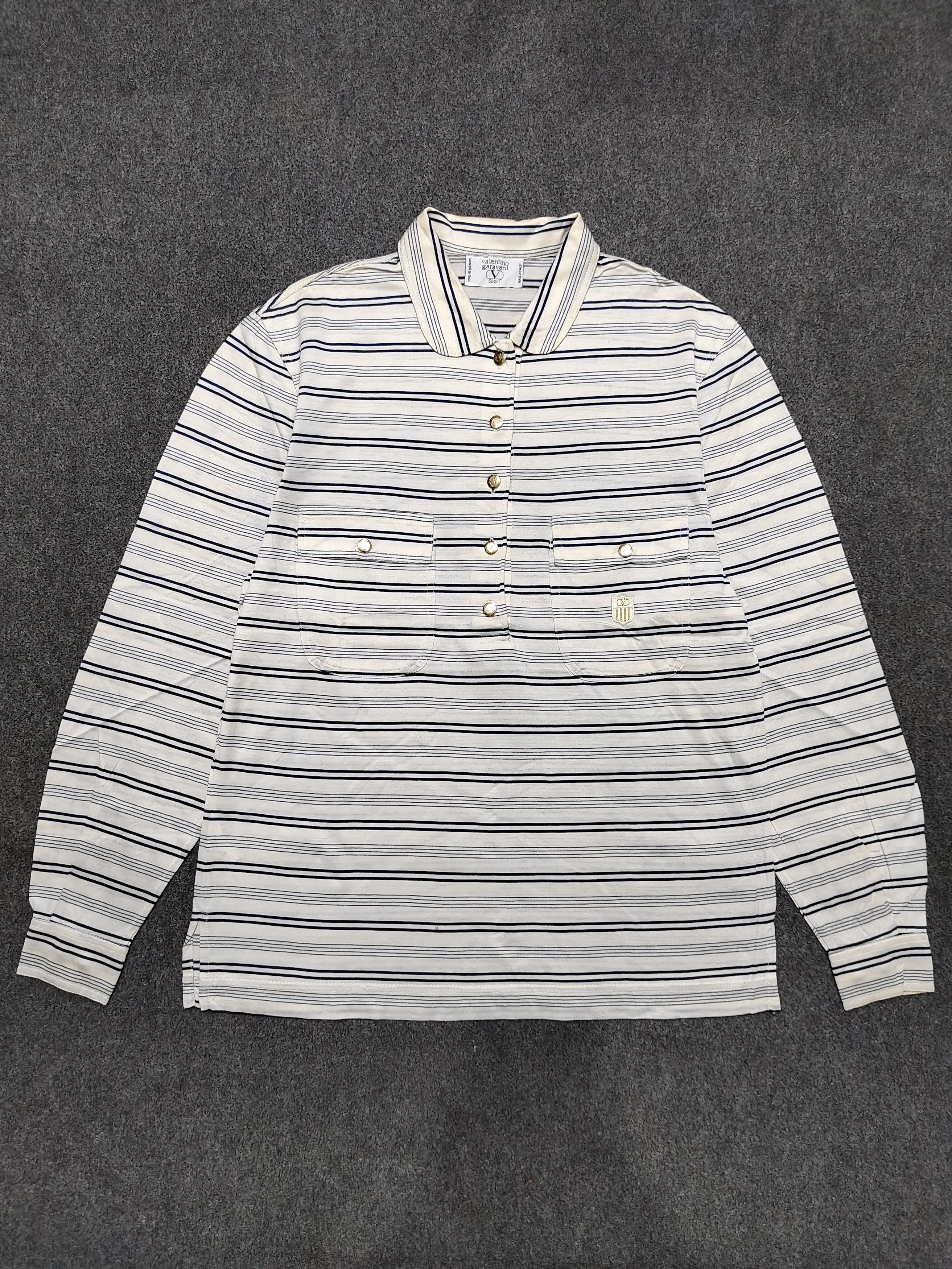 Valentino 80s Valentino Garavani Sport Striped Polo Shirt Size M / US 6-8 / IT 42-44 - 1 Thumbnail