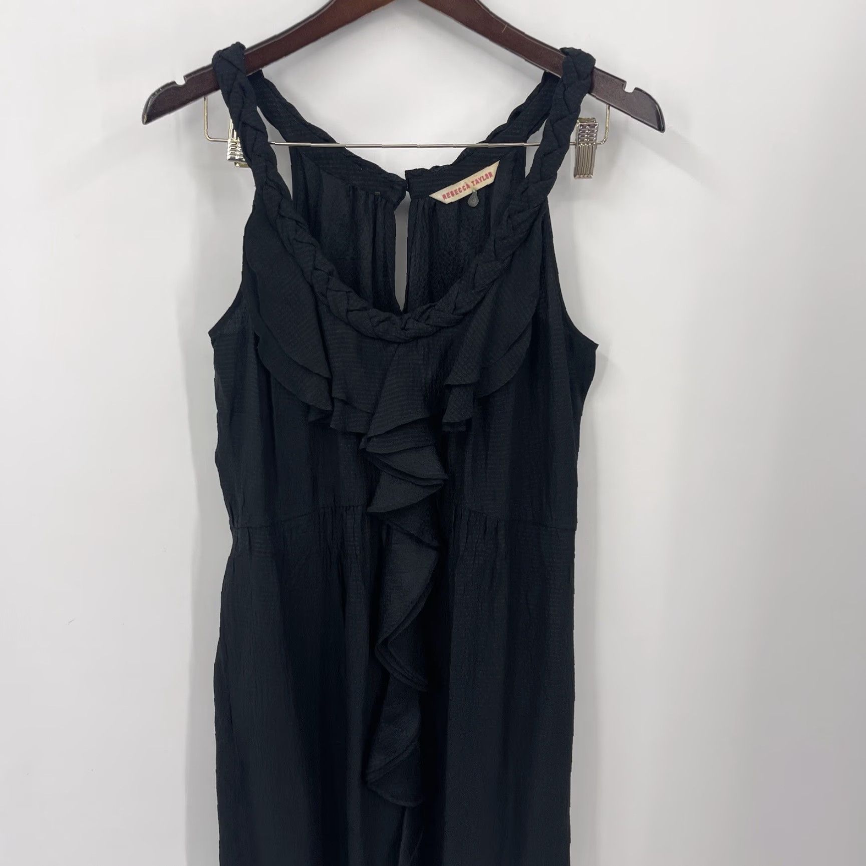 Rebecca Taylor Vintage Rebecca Taylor Women's Sleeveless Silk Ruffle Tank Dress Black 6 Casual 90s Size M / US 6-8 / IT 42-44 - 2 Thumbnail