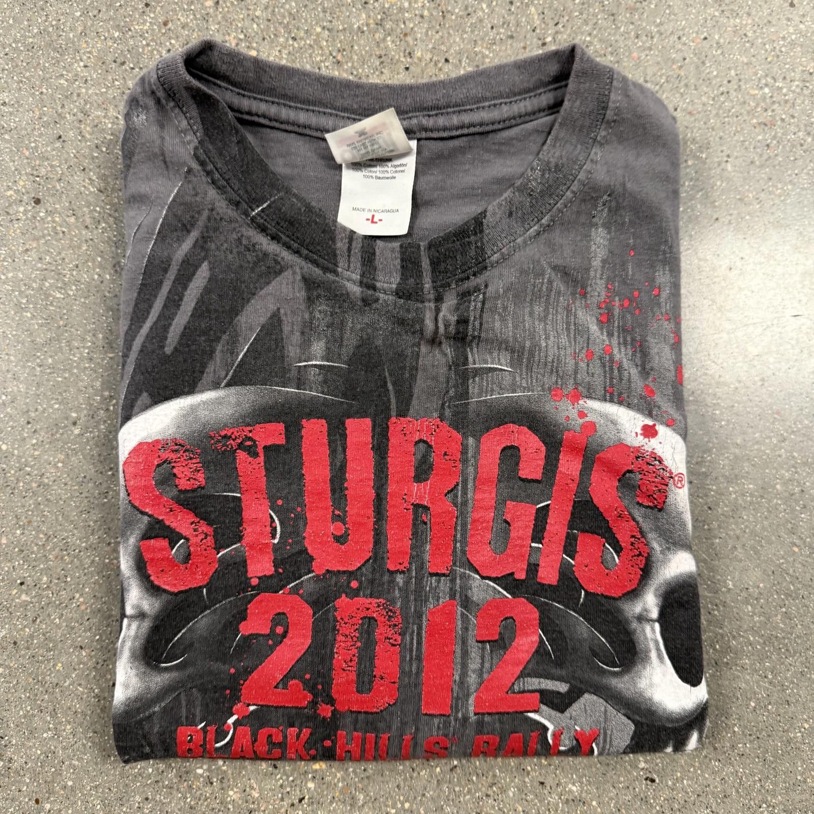 Anvil Sturgis 2012 Black Hills Rally Skulls Biker T-Shirt - L Size US L / EU 52-54 / 3 - 8 Thumbnail