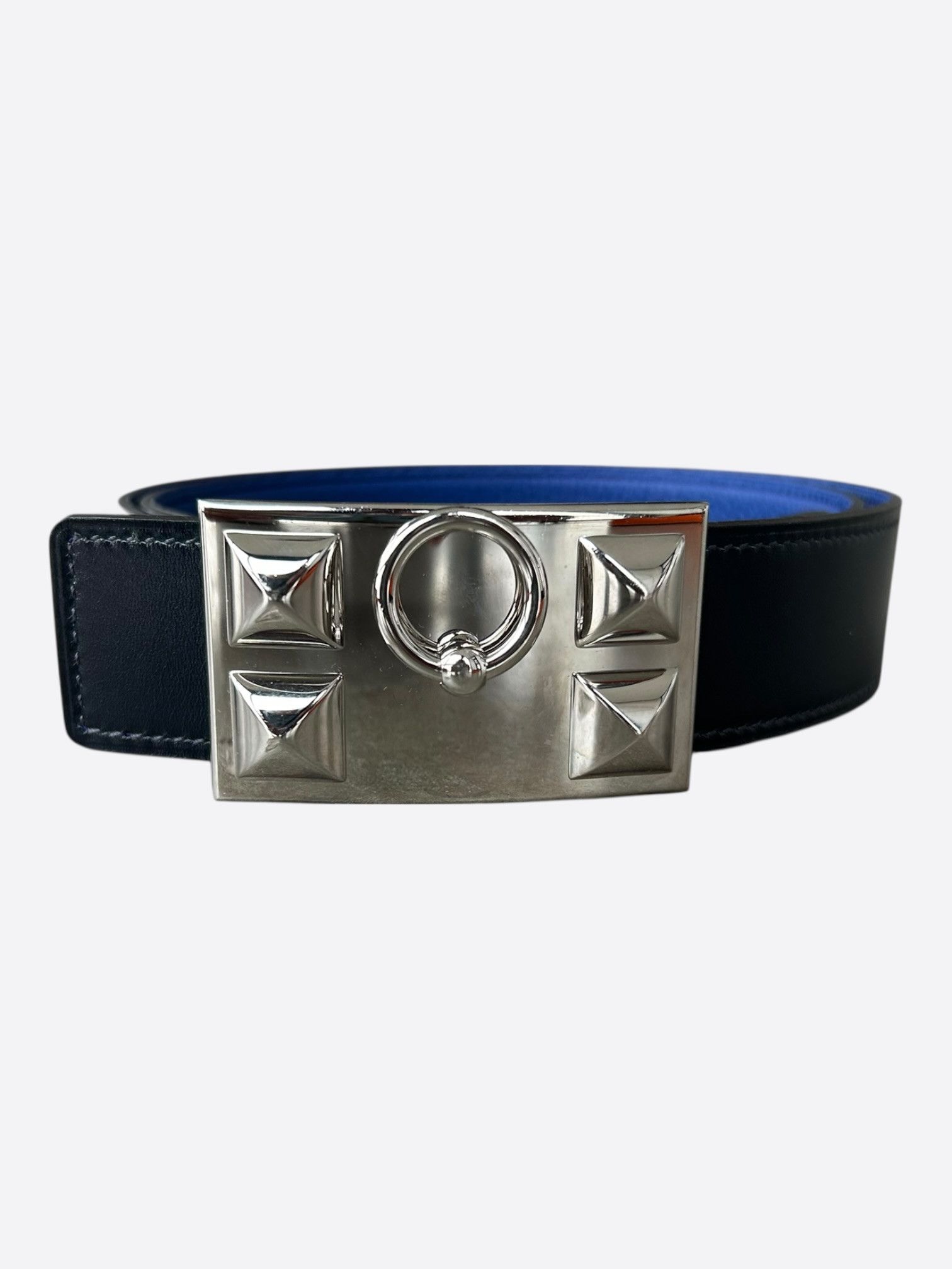 Hermes Navy & Blue Palladium Collier De Chien Reversible Belt Size 30 - 1 Thumbnail