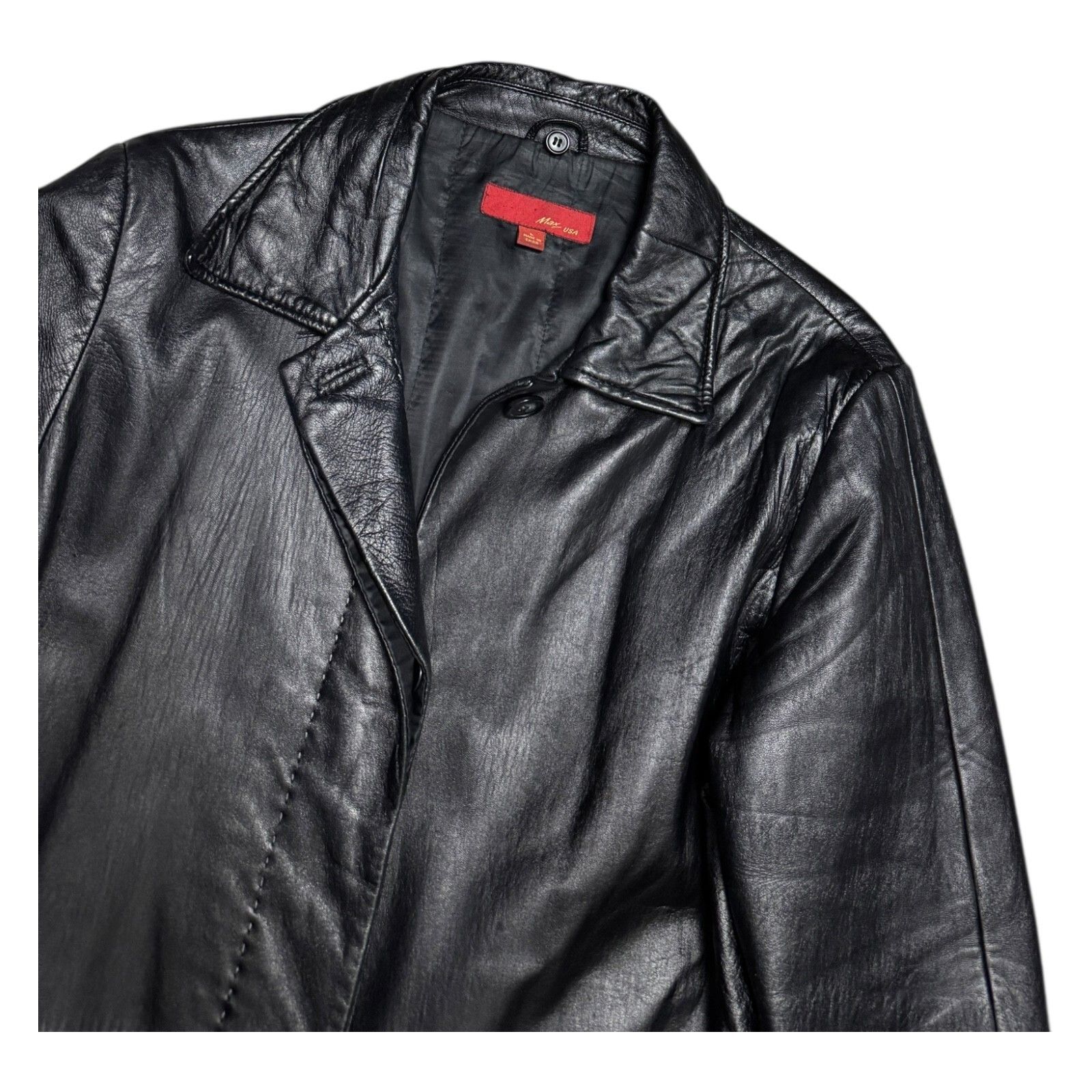 Leather MAX USA GENUINE LEATHER Business Casual Jacket Coat Large Size L / US 10 / IT 46 - 4 Thumbnail