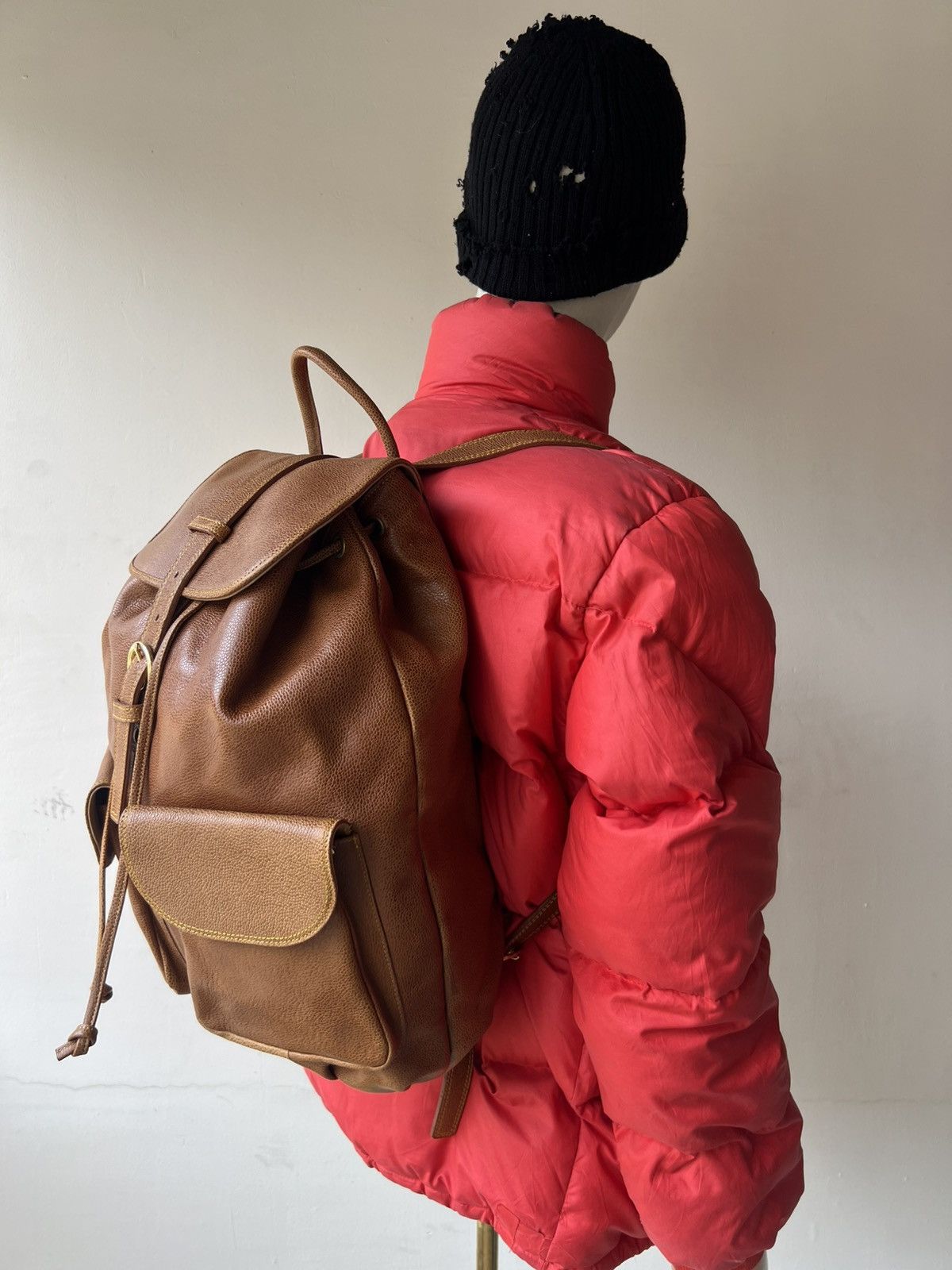 Leather Vintage L’ Homme Femme Leather Backpack Bag Size ONE SIZE - 4 Thumbnail