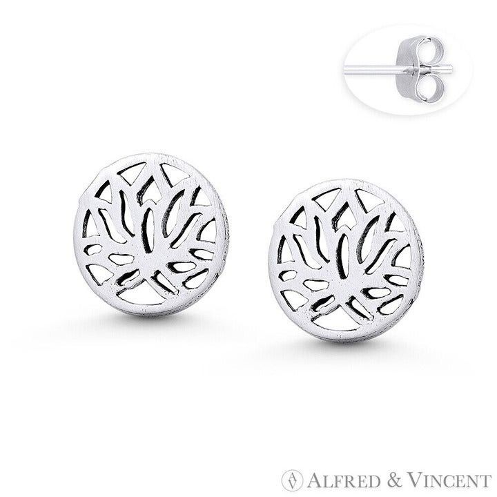 Other Lotus Flower Stud Earrings in Oxidized .925 Sterling Silver Size ONE SIZE - 1 Preview