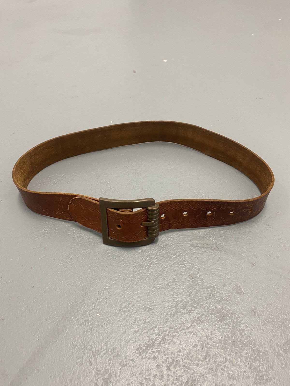 Vintage Vintage genuine brown leather belt Size ONE SIZE - 1 Thumbnail