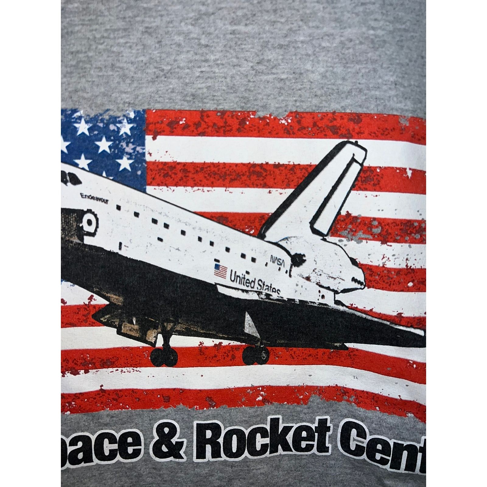 Gildan US Space & Rocket Center Shirt Rocketship America Gray Tee Size US XL / EU 56 / 4 - 5 Thumbnail