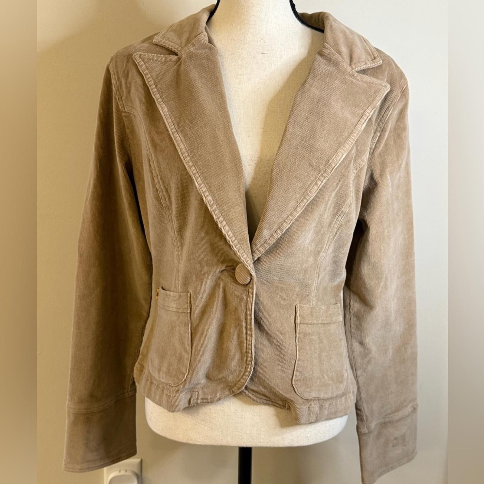 Carbon Carbon tan corduroy cropped blazer jacket SZ LG Size L / US 10 / IT 46 - 6 Thumbnail