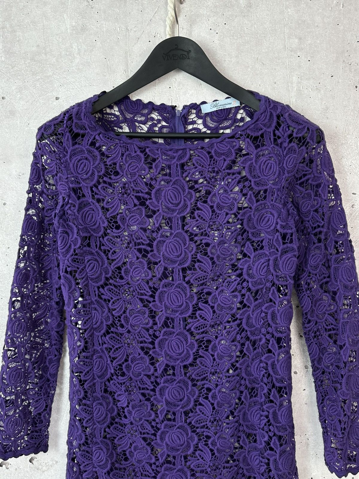 Blumarine Blumarine Made in Italy Embroidered Flowers Purple Dress Size M / US 6-8 / IT 42-44 - 2 Thumbnail