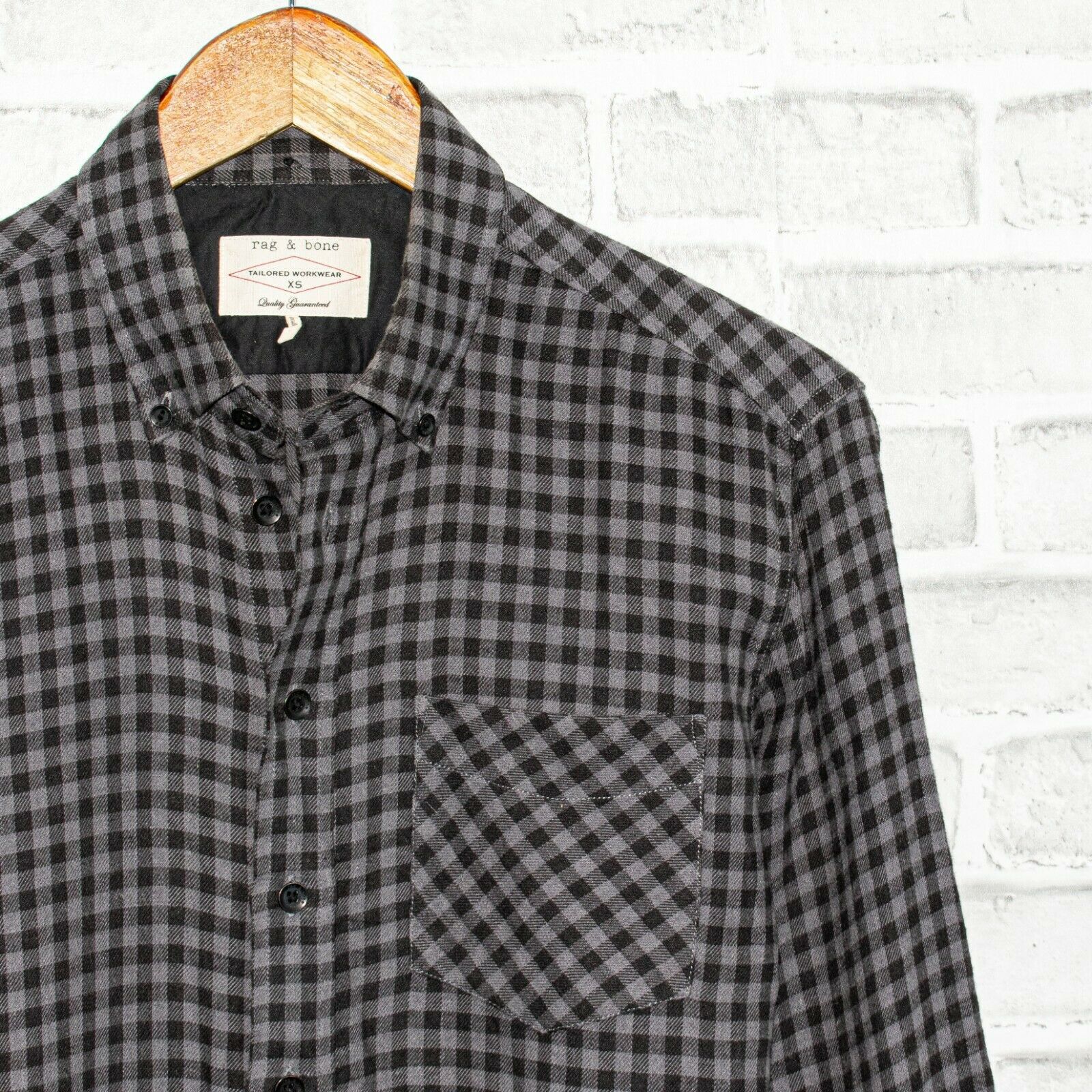 Rag & Bone Rag & Bone Tailored Workwear Flannel Shirt Black Gray check Size US XS / EU 42 / 0 - 2 Thumbnail
