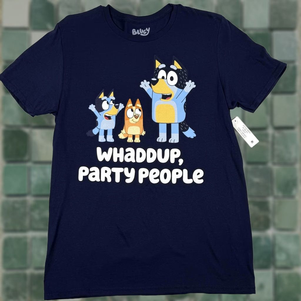 Vintage VINTAGE Bluey Shirt Mens Medium Navy Whaddup Party People Cartoon Graphic T Shirt Bandit Size US M / EU 48-50 / 2 - 1 Thumbnail