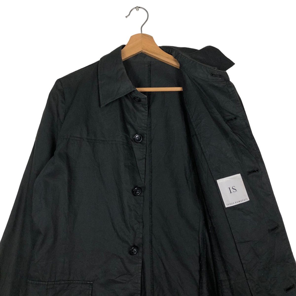 Issey Miyake Rich Black Long Jacket Double Collar Sunao Kiwahara IS Japan Size US M / EU 48-50 / 2 - 12 Thumbnail