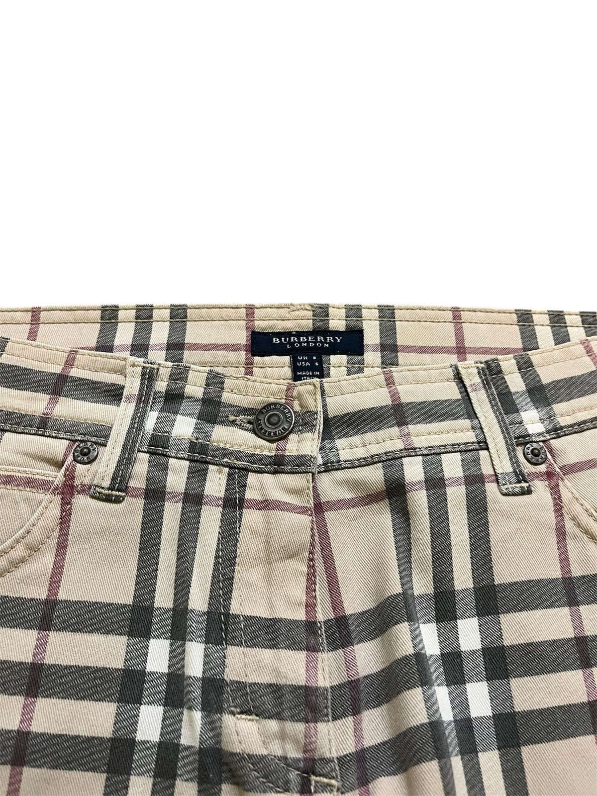 Burberry 2000s Christopher Bailey Era Y2K Nova Check Flared Trousers Size 28" / US 6 / IT 42 - 4 Thumbnail
