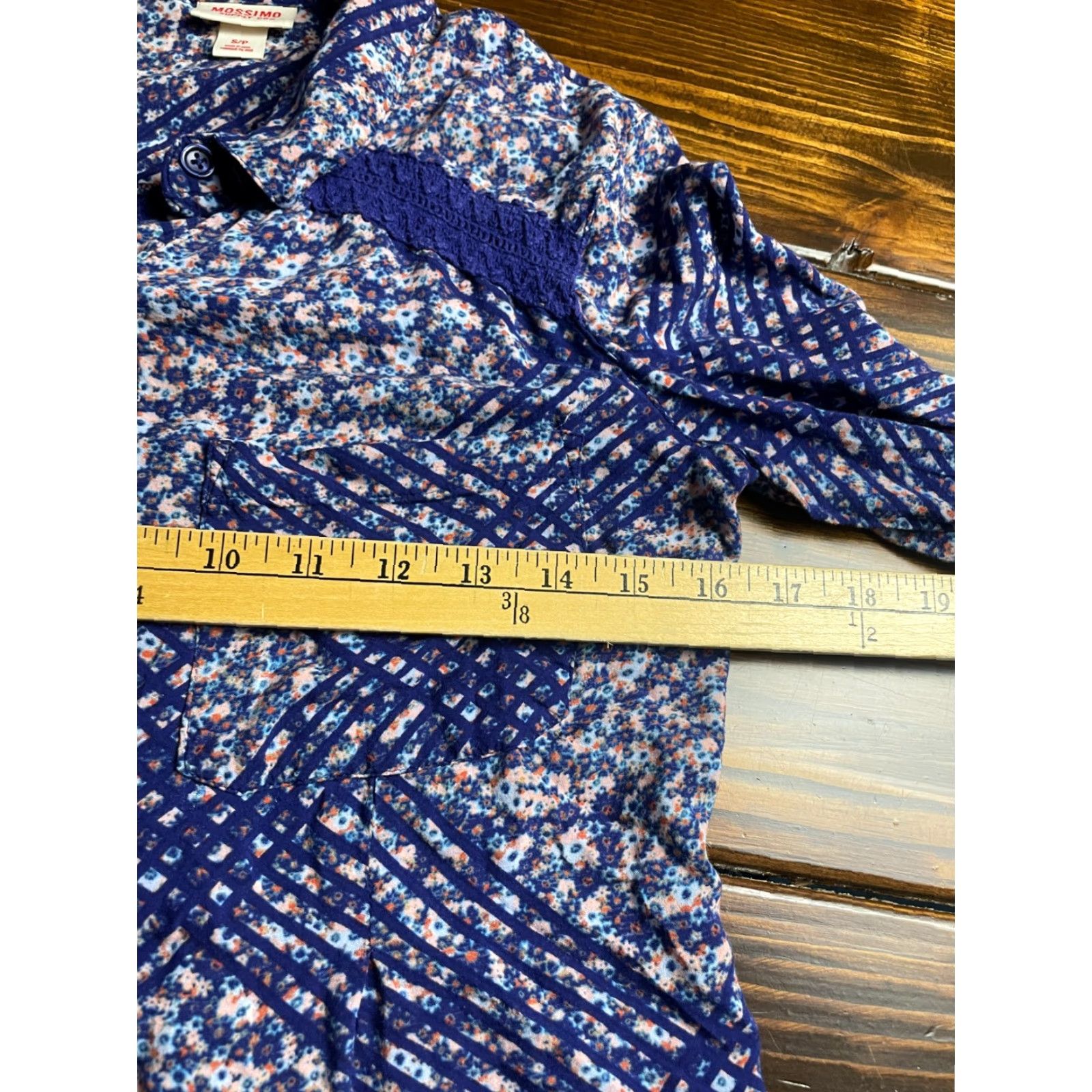 Mossimo Mossimo Shirt Womens Small Blue Floral Long Sleeve Button Up Regular Fit Casual Size S / US 4 / IT 40 - 4 Thumbnail