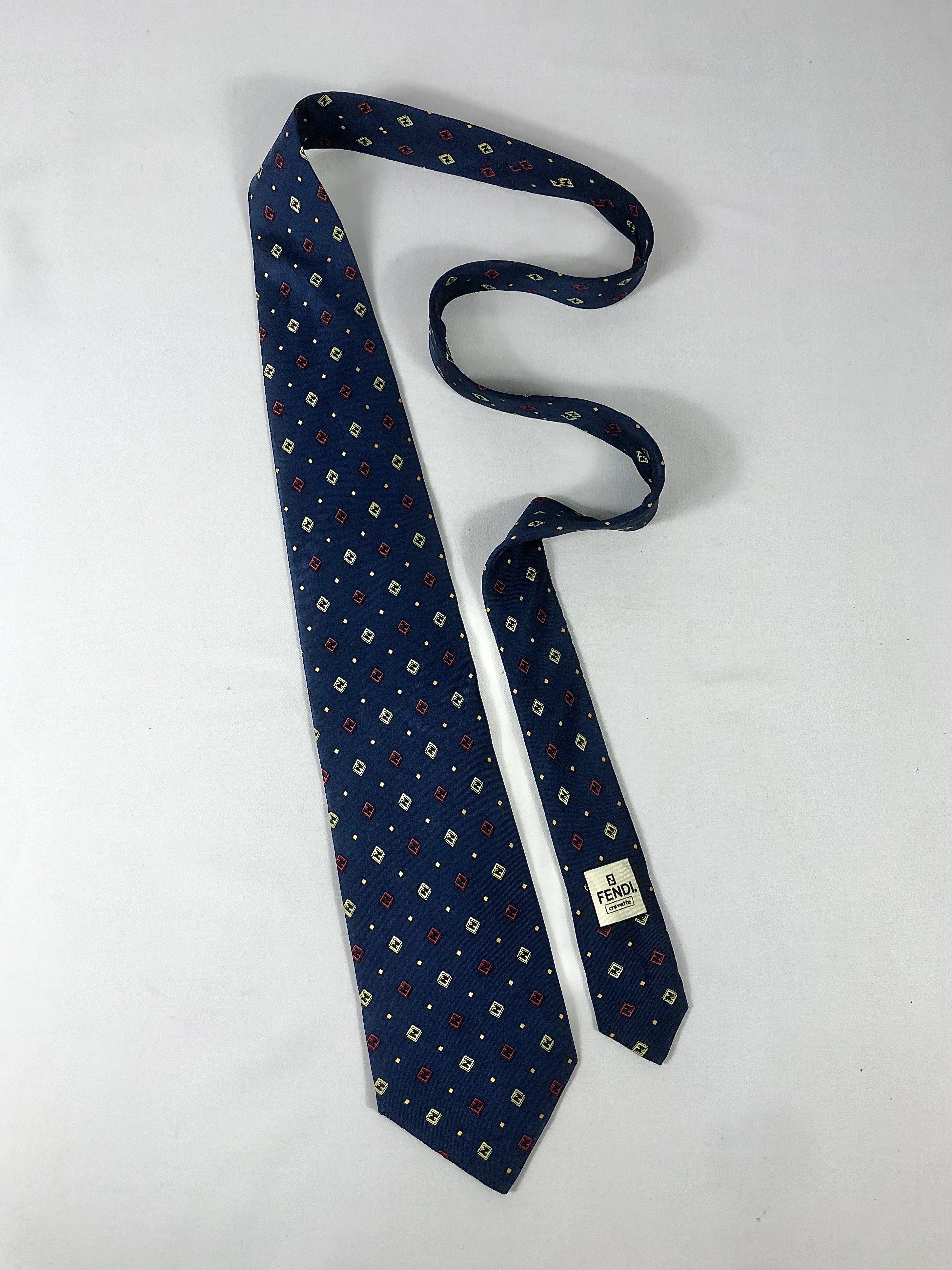 Fendi Rare Fendi Cravatte Monogram Silk Tie Made in Italy Size ONE SIZE - 2 Thumbnail