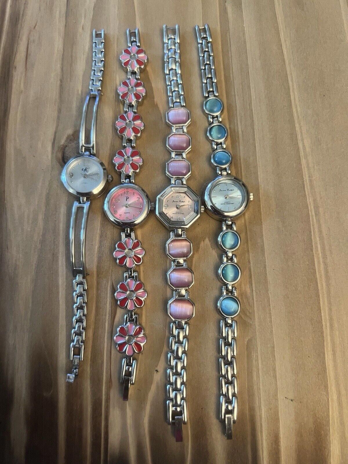Designer 4 Vintage Ladies Watches New Batteries Working Size ONE SIZE - 2 Thumbnail