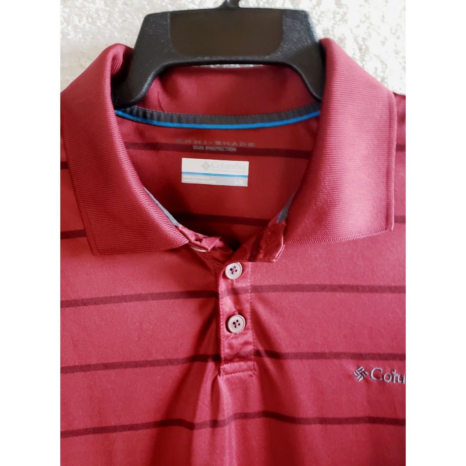 Vintage Columbia Polo Shirt Men's XL GARNET Striped Omni Shade Short Sleeve Performance Size US XL / EU 56 / 4 - 4 Thumbnail