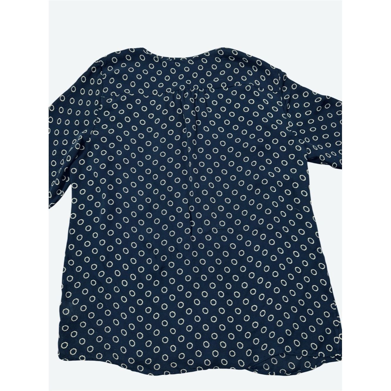 Talbots Talbots 100% Silk Navy and White Geometric Print 3/4 Sleeve Size L / US 10 / IT 46 - 4 Thumbnail
