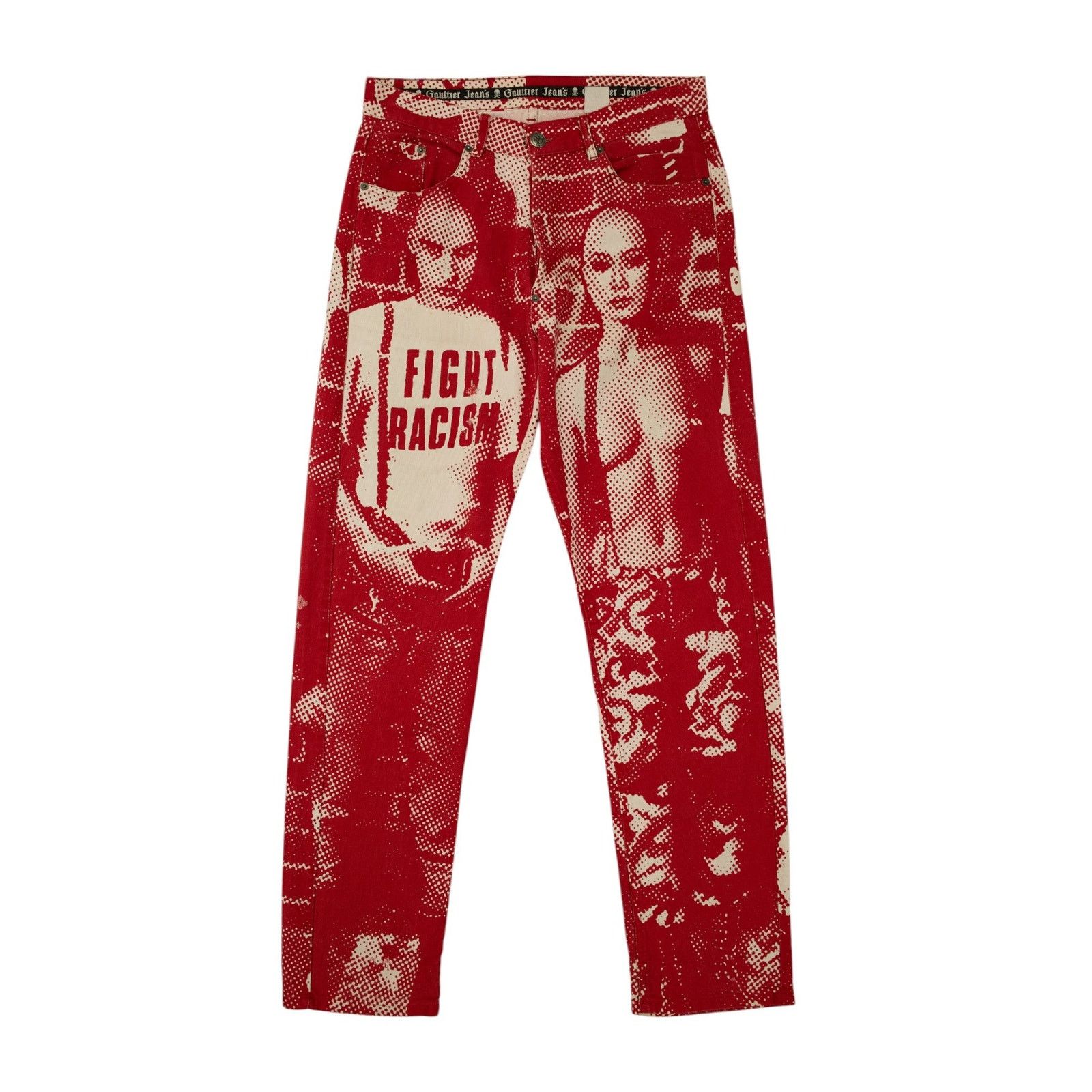 Jean Paul Gaultier F/W 1997 'Fight Racism' Denim Jeans Size US 32 / EU 48 - 1 Thumbnail