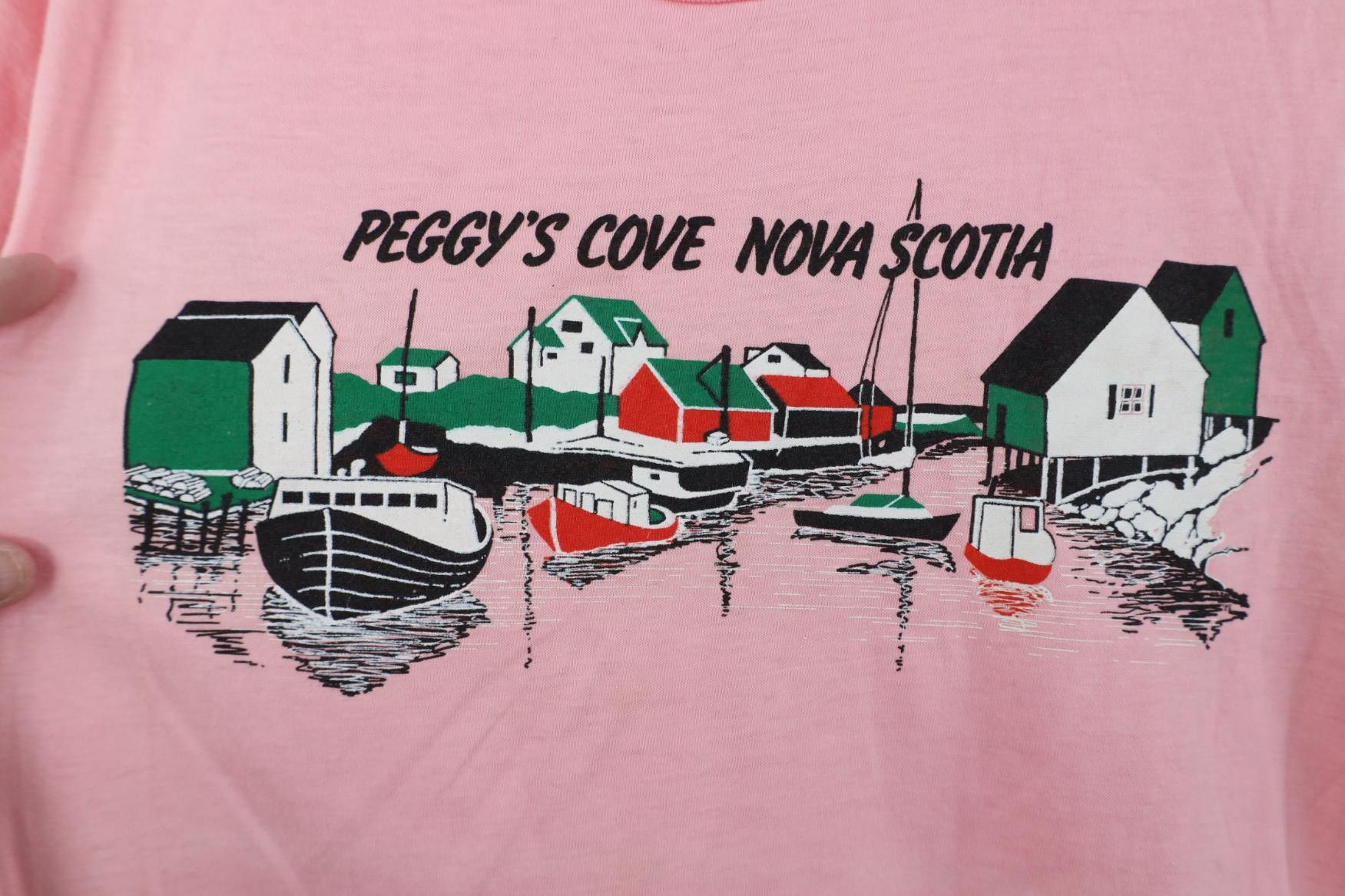 Vintage Vintage 80s 90s Peggys Cove Nova Scotia Canada T-Shirt Pink Size L / US 10 / IT 46 - 4 Thumbnail