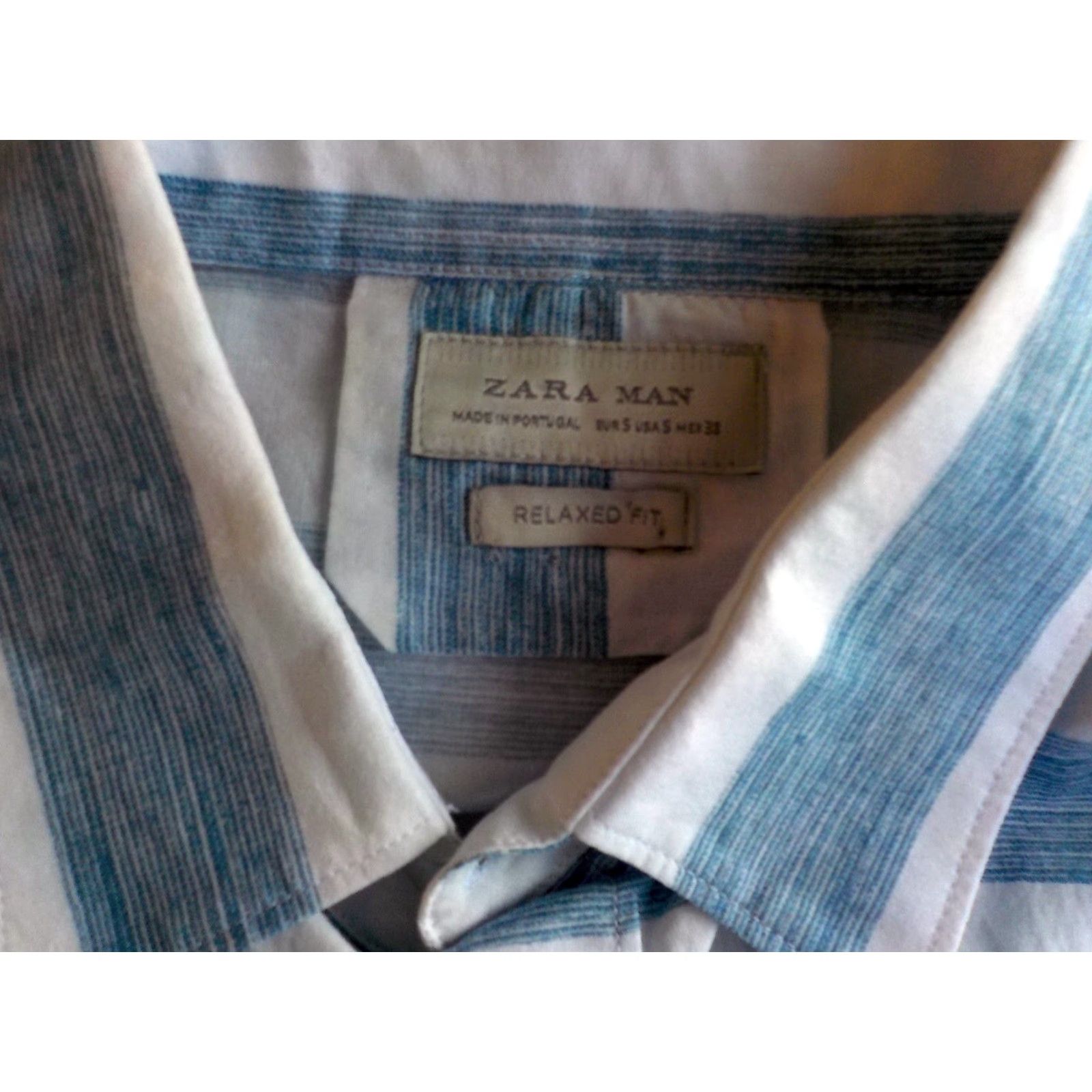 Zara ZARA MAN SS Button Front Striped Shirt Cotton White/Blue SZ SM Relaxed Fit NWT Shirt Mens Size US S / EU 44-46 / 1 - 4 Thumbnail