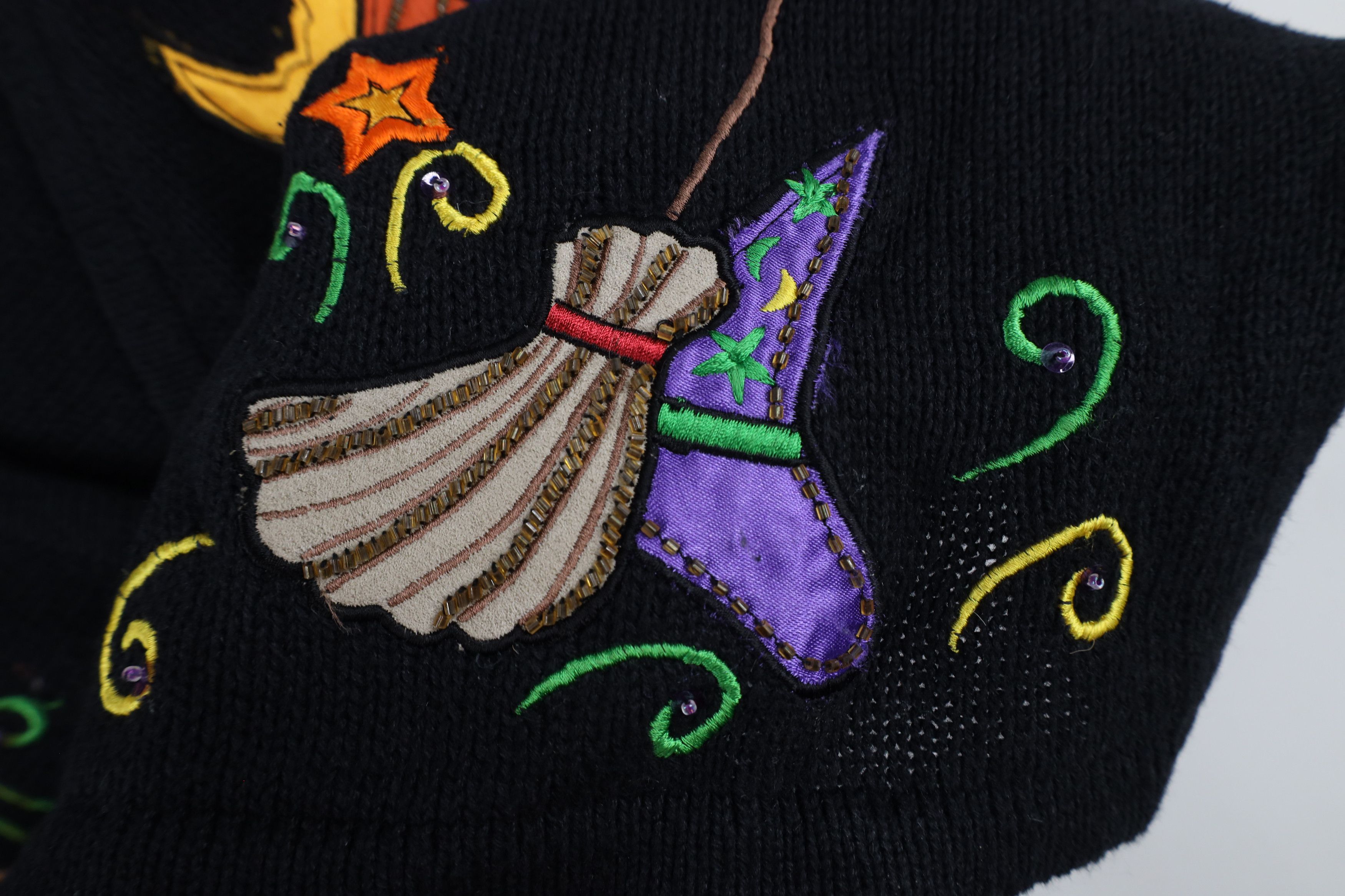Vintage Vintage 90s Streetwear Witch Bat Cardigan Sweater Vest Black Size XXL / US 16-18 / IT 52-54 - 9 Thumbnail