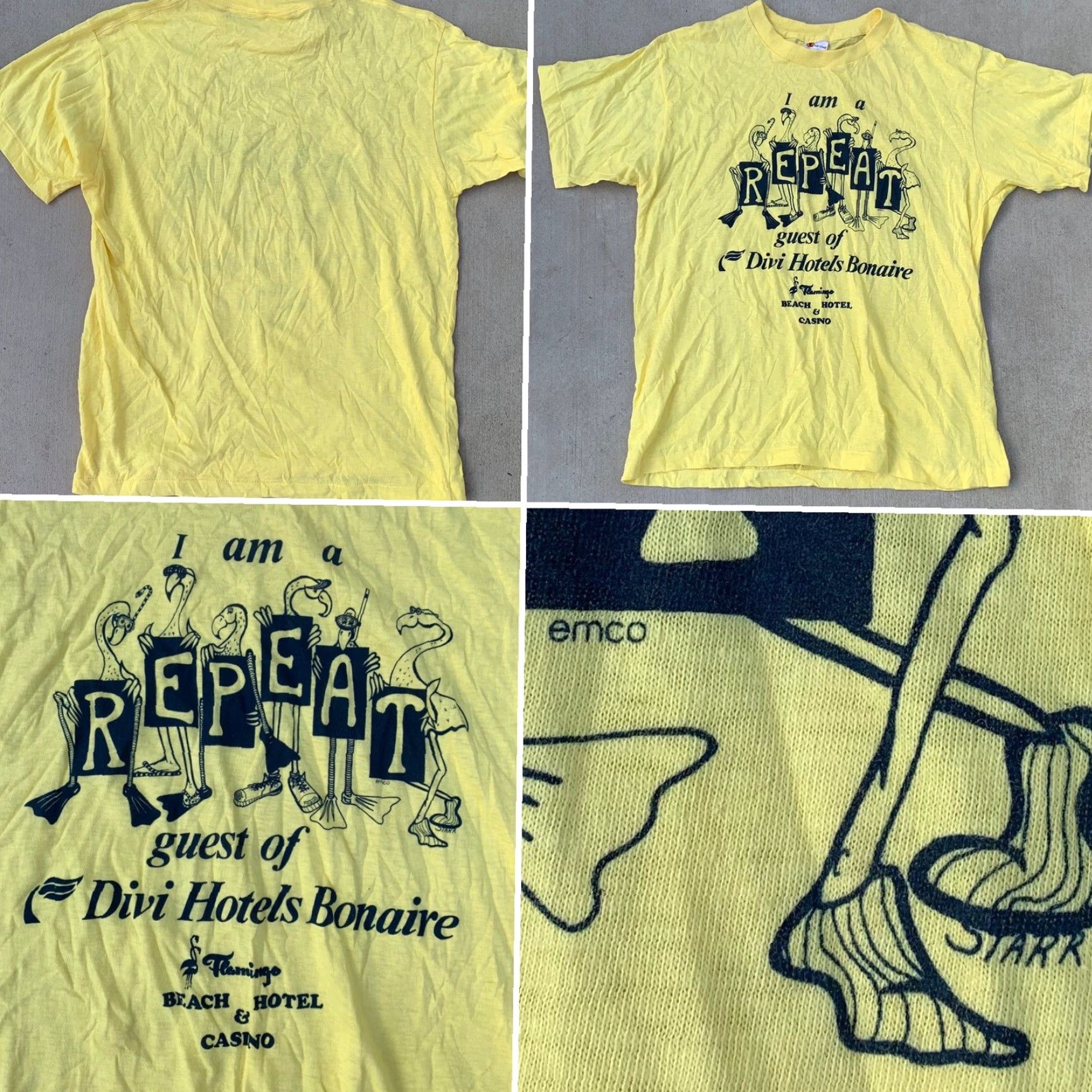 Vintage VINTAGE Repeat guest Divi Hotels Bonaire Flamingo Beach Hotel Casino T Shirt XL Yellow Graphic Tee Mens Size US XL / EU 56 / 4 - 5 Thumbnail