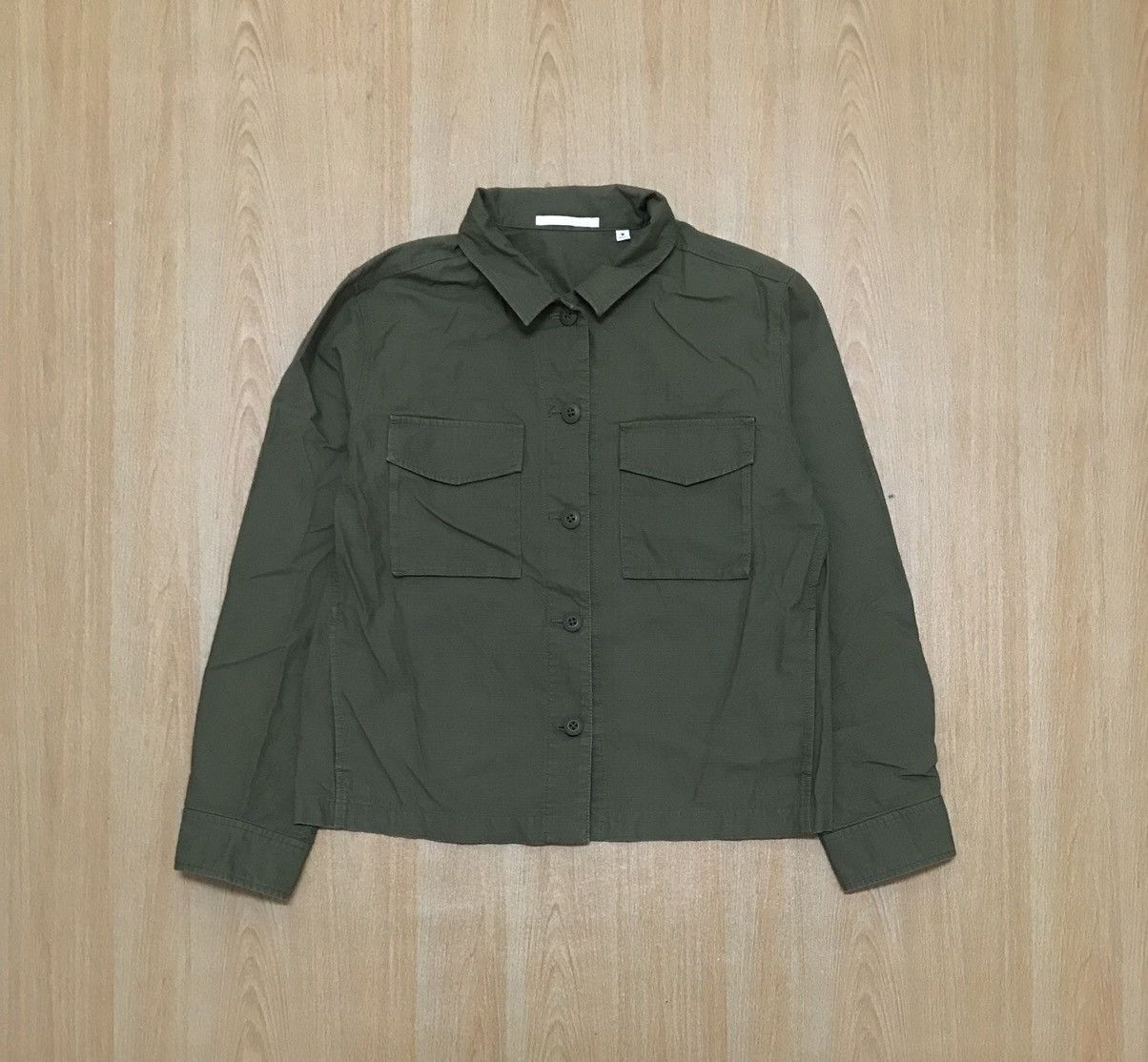 image of Vintage Japan Uniqlo Minimalist Tactical Cargo Jacket in Green, Men's (Size Medium)