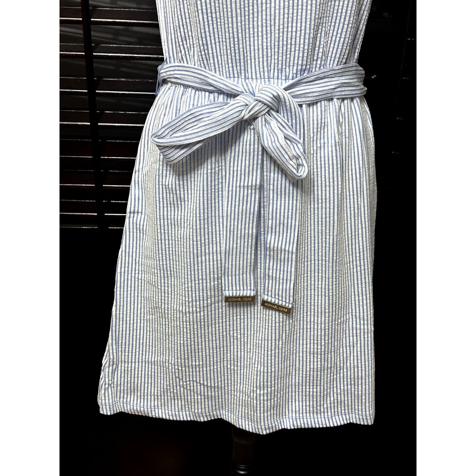 Michael Kors Michael Kors Women's Blue/White Striped Off Shoulder Dress S Size S / US 4 / IT 40 - 4 Thumbnail