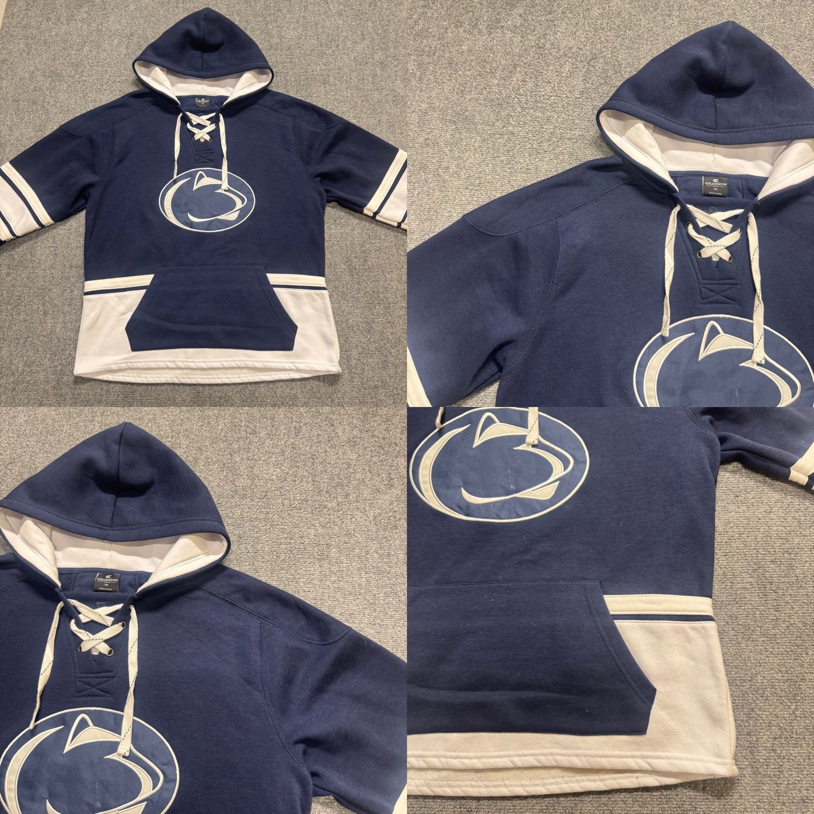 Vintage Colosseum Hoodie Men XL Pullover Blue Penn State Nittany Lions Lace Distressed Nittany Lions Football Size US XL / EU 56 / 4 - 8 Thumbnail