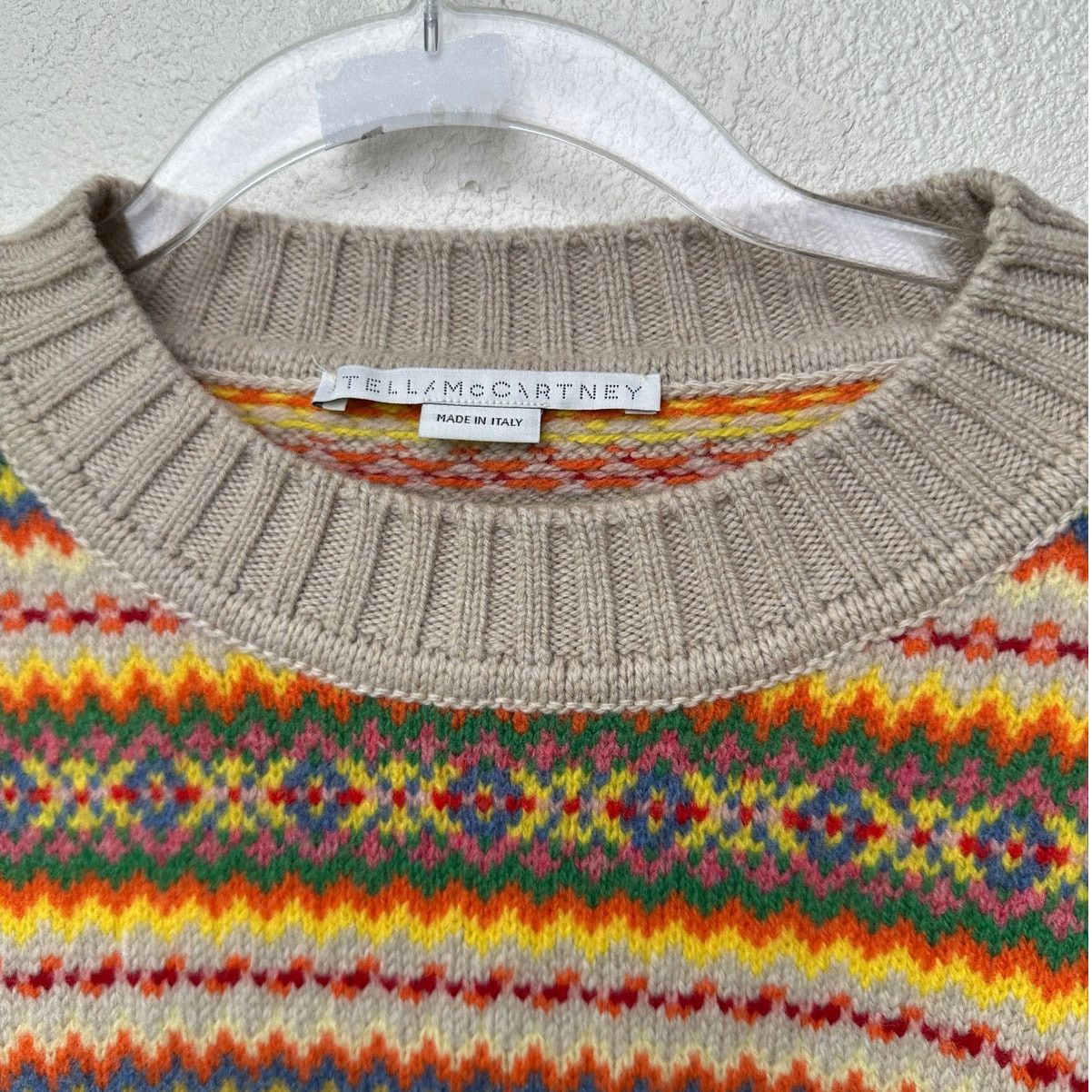 Stella McCartney Stella McCartney Multicolor Zigzag Wool 10 High Low Sweater Size L / US 10 / IT 46 - 8 Thumbnail