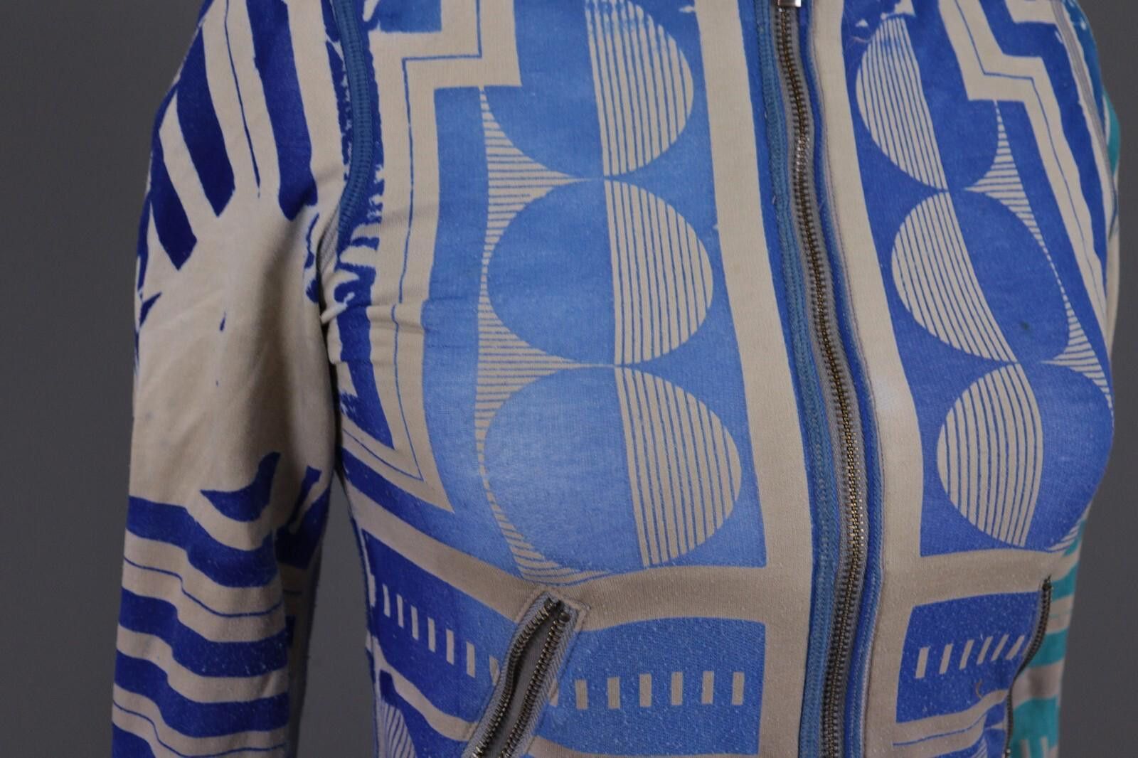Custo Barcelona Custo Barcelona Blue Printed Hooded Jacket Sweater Size M / US 6-8 / IT 42-44 - 6 Thumbnail