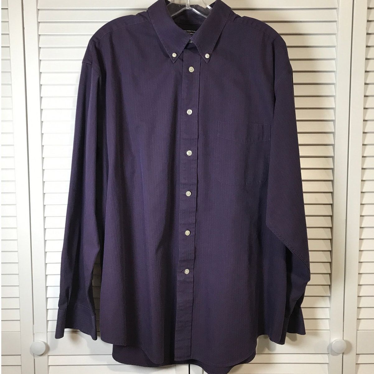 Roundtree & Yorke Roundtree & Yorke Purple Collared Long Sleeve Mens Shirt XL Size US XL / EU 56 / 4 - 1 Thumbnail
