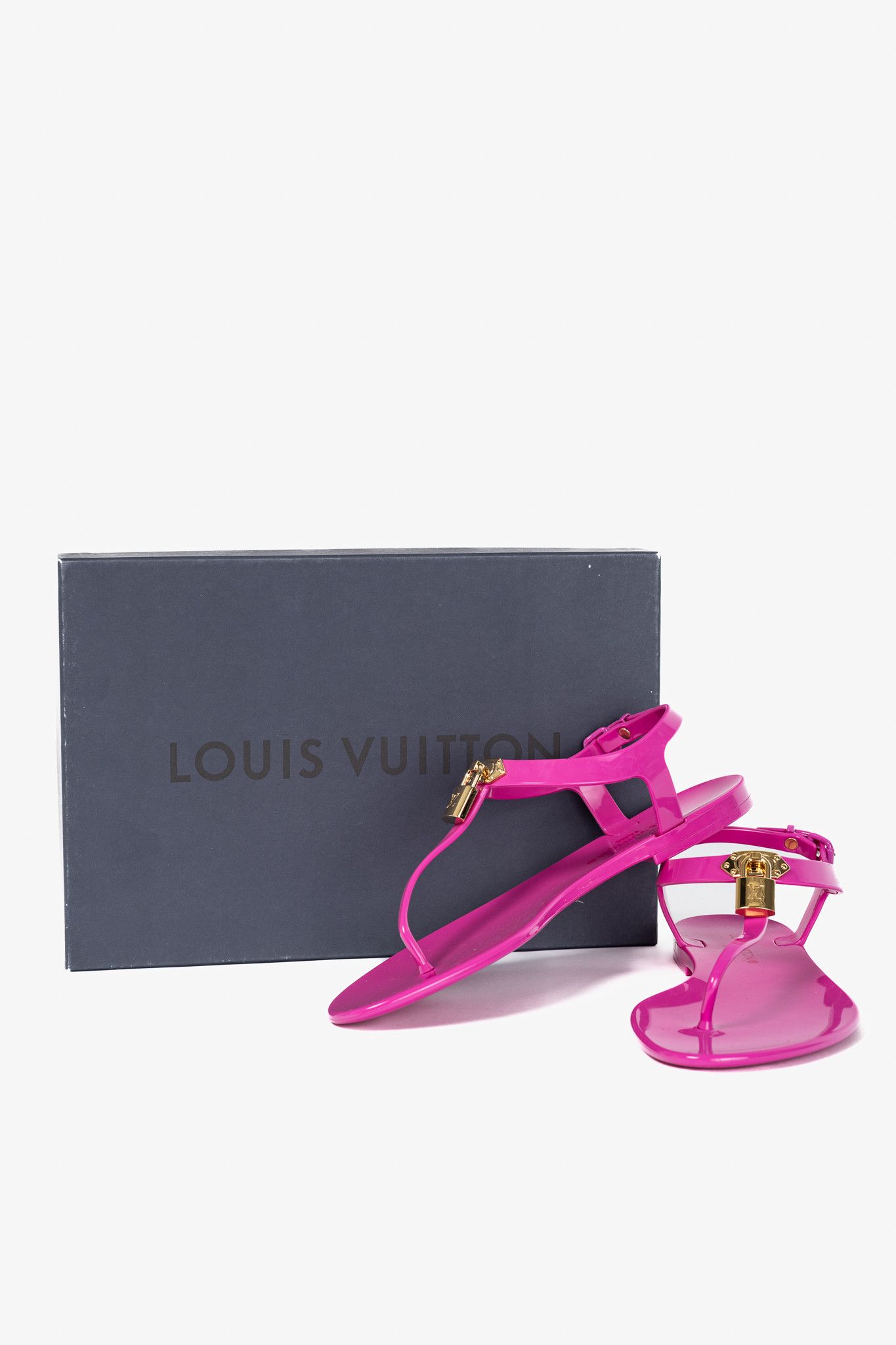 Louis Vuitton Louis Vuitton Bikini Magenta Flat Padlock Thong Sandals Size US 8.5 / IT 38.5 - 12 Thumbnail