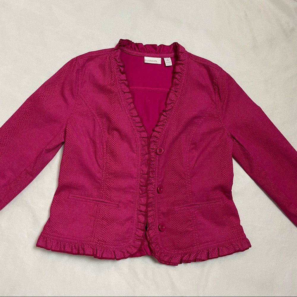 Chicos Chico’s Cord Bouquet Bianca Fuchsia Jacket Size 1 US M Size M / US 6-8 / IT 42-44 - 4 Thumbnail