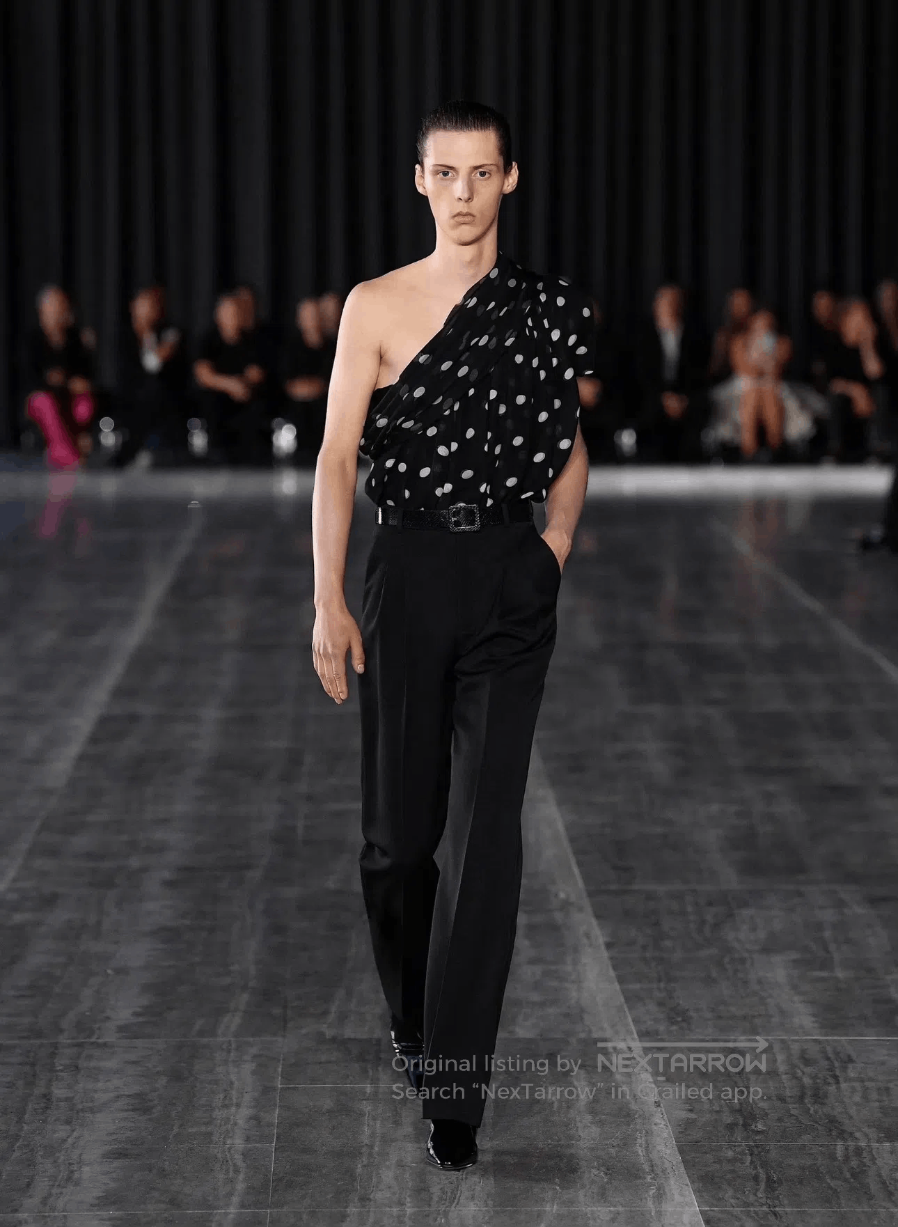Saint Laurent Paris Saint Laurent Paris Silk Polka Dot Off-the-Shoulder Top| Size US XS / EU 42 / 0 - 1 Thumbnail