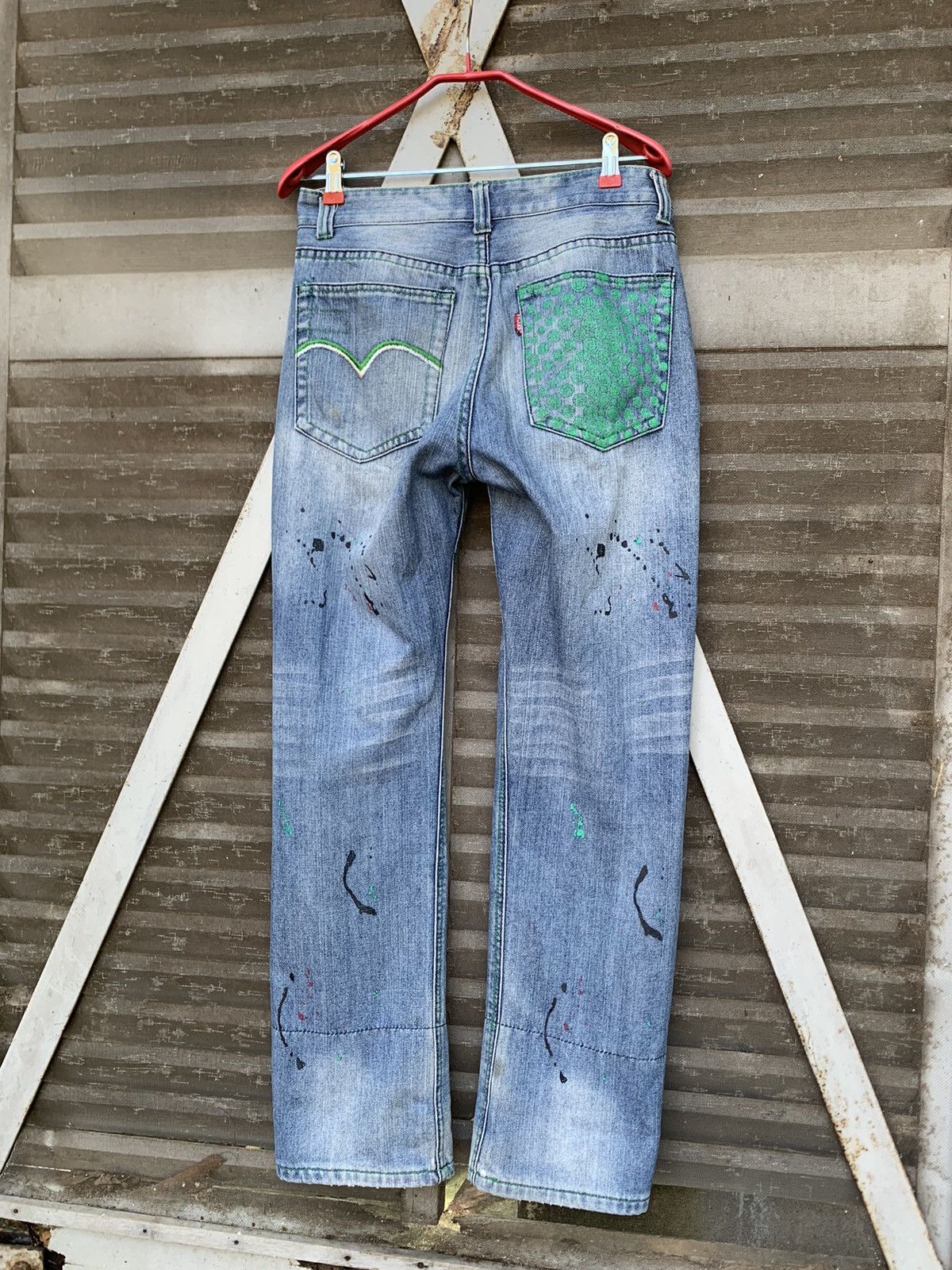Vintage Vintage XSECAI Paint Splatters (Koi Fish Lined) Denim Jeans Size US 30 / EU 46 - 13 Thumbnail