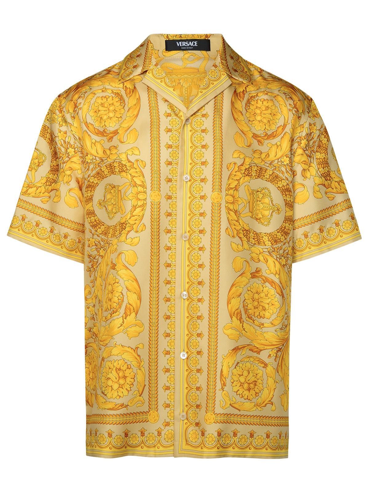 Versace Versace 'barocco' Gold Silk Shirt Size IT 48 | Grailed