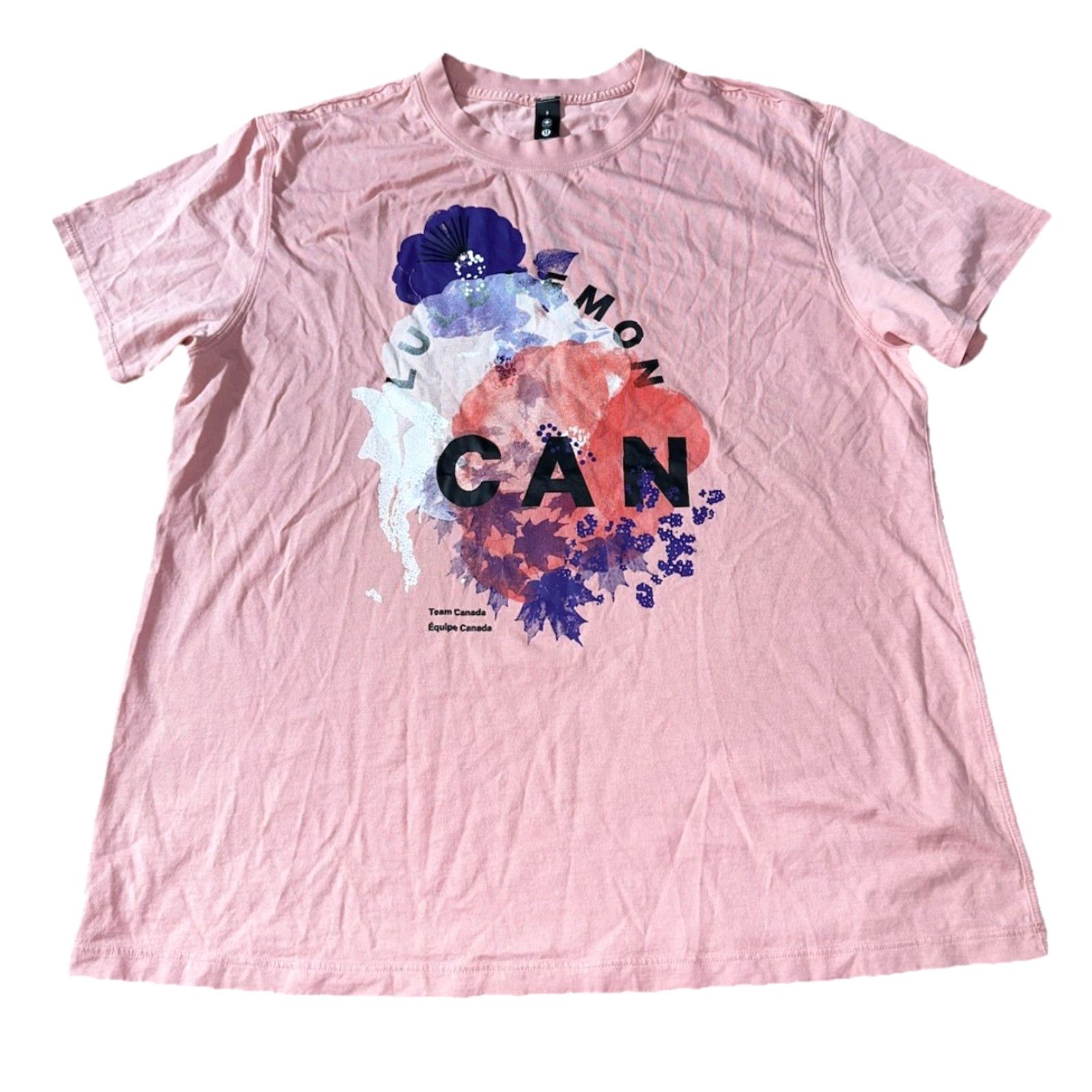 Lululemon Lululemon T-Shirt Team Canada Floral Pink Womens 8 Short Sleeve Crew Neck Activewear Casual Regular Fit XS? Wait. Size M / US 6-8 / IT 42-44 - 2 Thumbnail