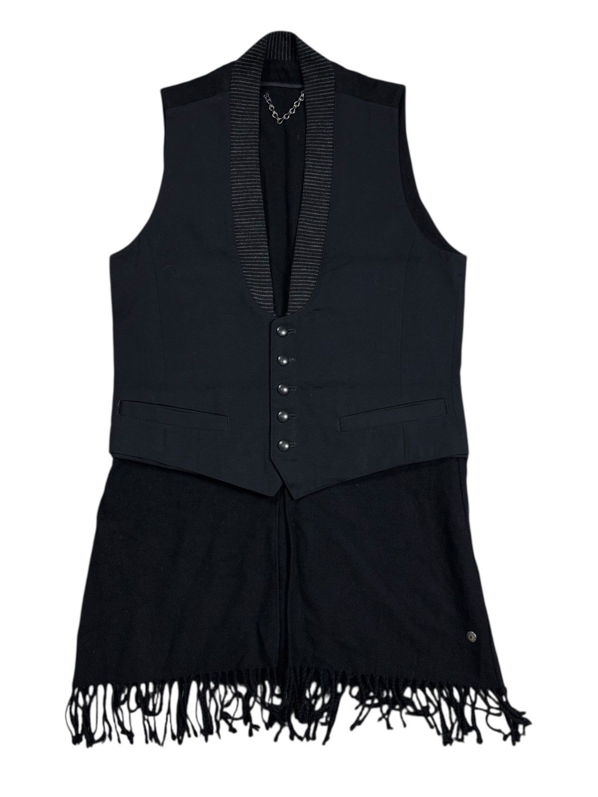 Maison MIHARA YASUHIRO Archive Mihara Yasuhiro Fringe Wool Hybrid Extra Button Vest Size US M / EU 48-50 / 2 - 1 Thumbnail