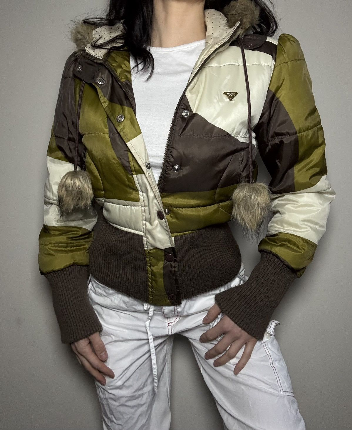 Other Roxy Y2K Bomber Jacket - Snow Bunny - Ribbed Waist Crop - M Size M / US 6-8 / IT 42-44 - 1 Thumbnail