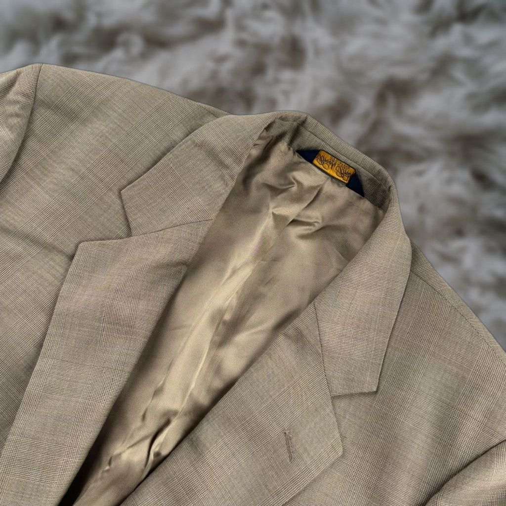 Brooks Brothers Men’s Blazer Jacket 42R Wool Tan 2-Button Single-Breasted Notch Regular-Long