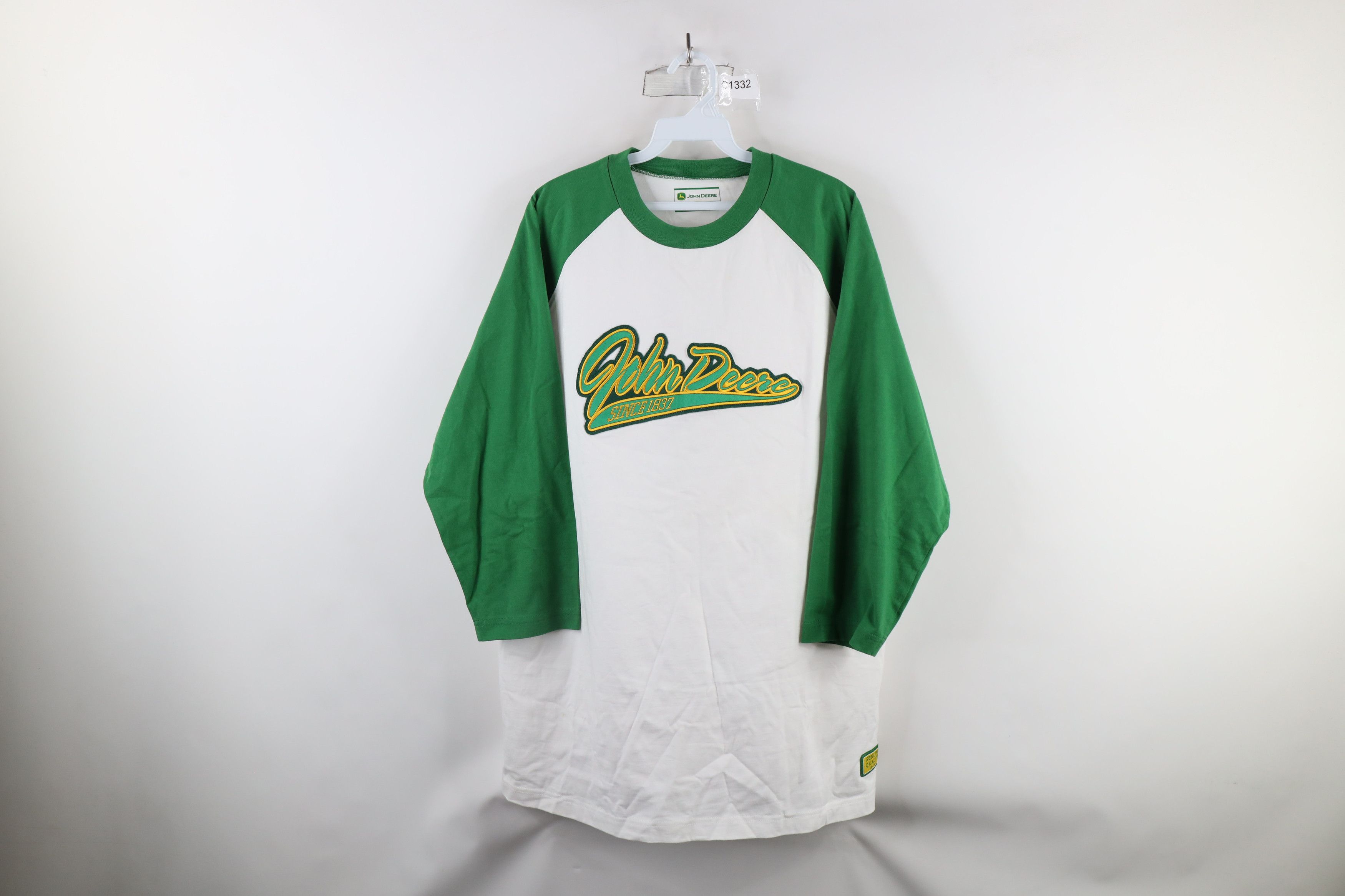 John Deere × Vintage Vintage John Deere Script 3/4 Sleeve Raglan T-Shirt Cotton Size US XXL / EU 58 / 5 - 1 Thumbnail