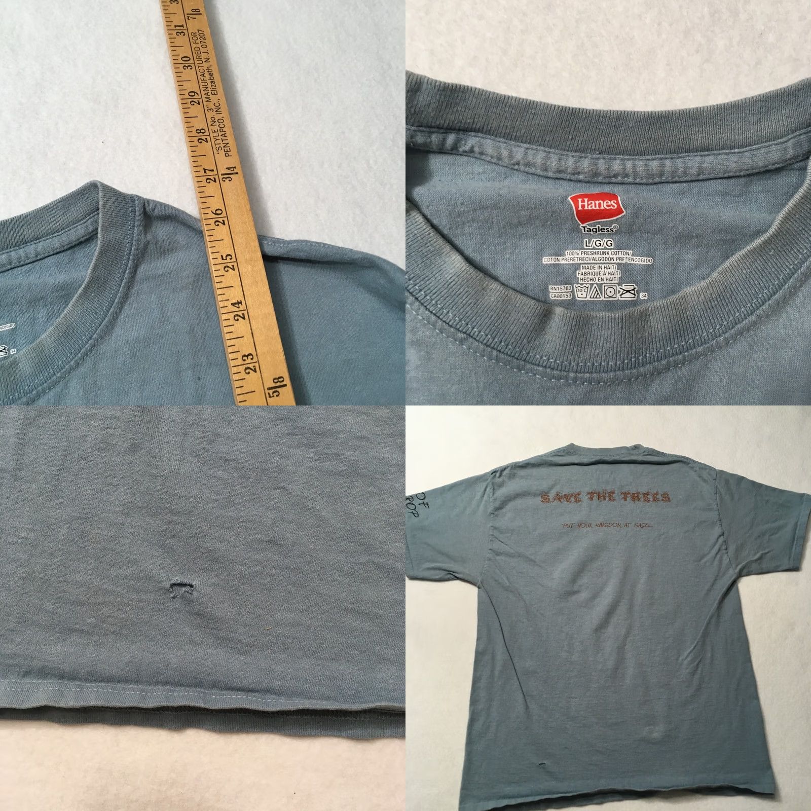 Hanes VINTAGE Hanes T-Shirt Unisex Adults L Blue Logo Double-Sided 80s Band Rock VTG Graphic Print Shirt Tee Top Short Sleeve Crew Neck Budget: TopS Size US L / EU 52-54 / 3 - 8 Thumbnail