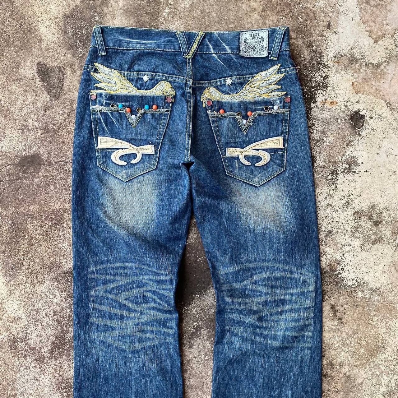 Japanese Brand × Le Grande Bleu (L.G.B.) × Tornado Mart A BEAUTIFUL FLARE DENIM RED PEPPER GOLD LABEL EAGLE WING Size US 31 - 5 Thumbnail