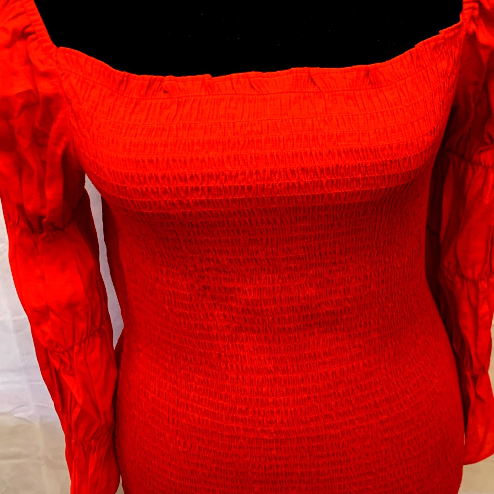 Other J.O.A. Women's Stretch Smocked Scarlet Red Dress| Size L NWT Size L / US 10 / IT 46 - 6 Thumbnail