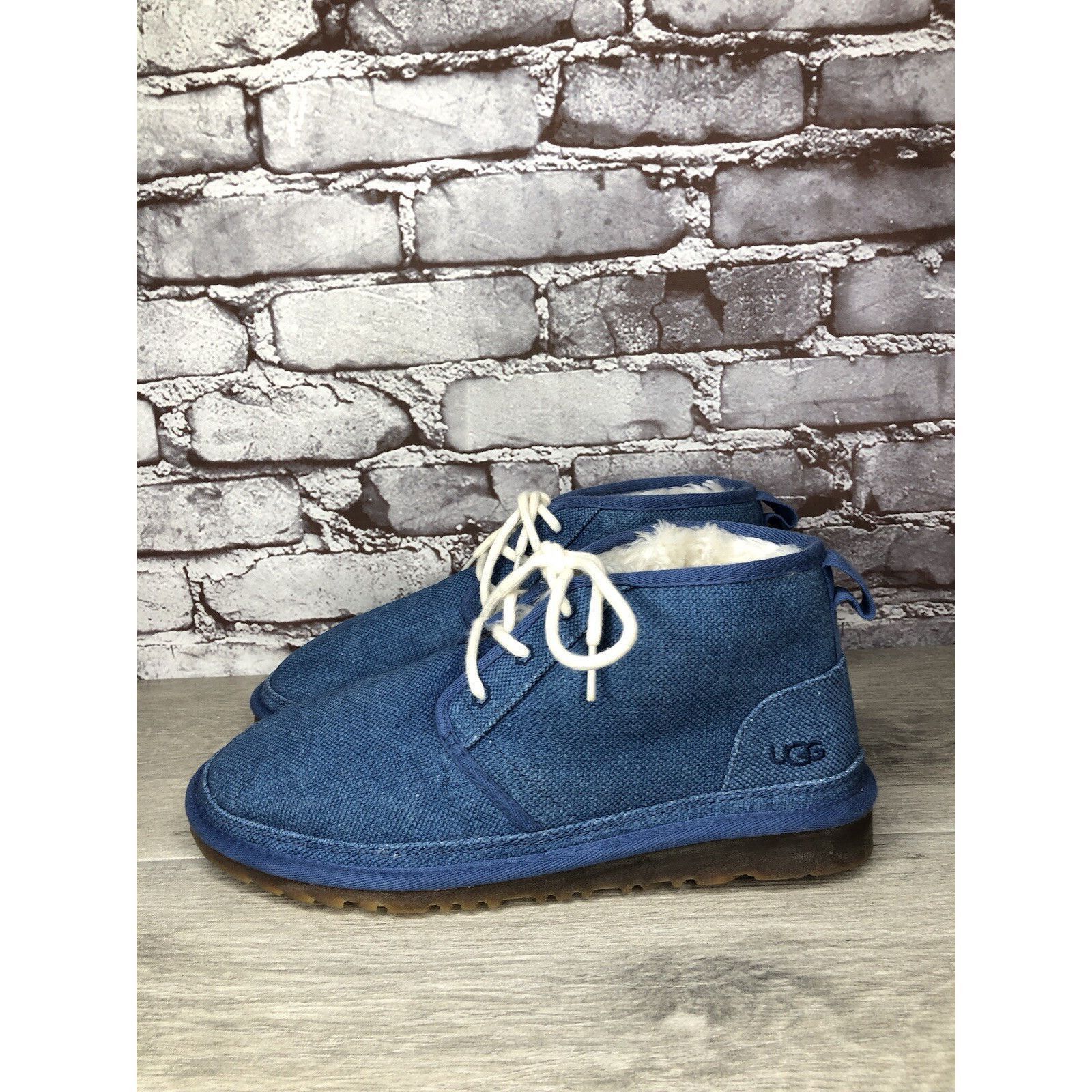 Ugg UGG Neumel Blue Fabric Fur WHT Lace Up Chukka Boots Men Sz 4 Size US 10 / EU 43 - 13 Thumbnail